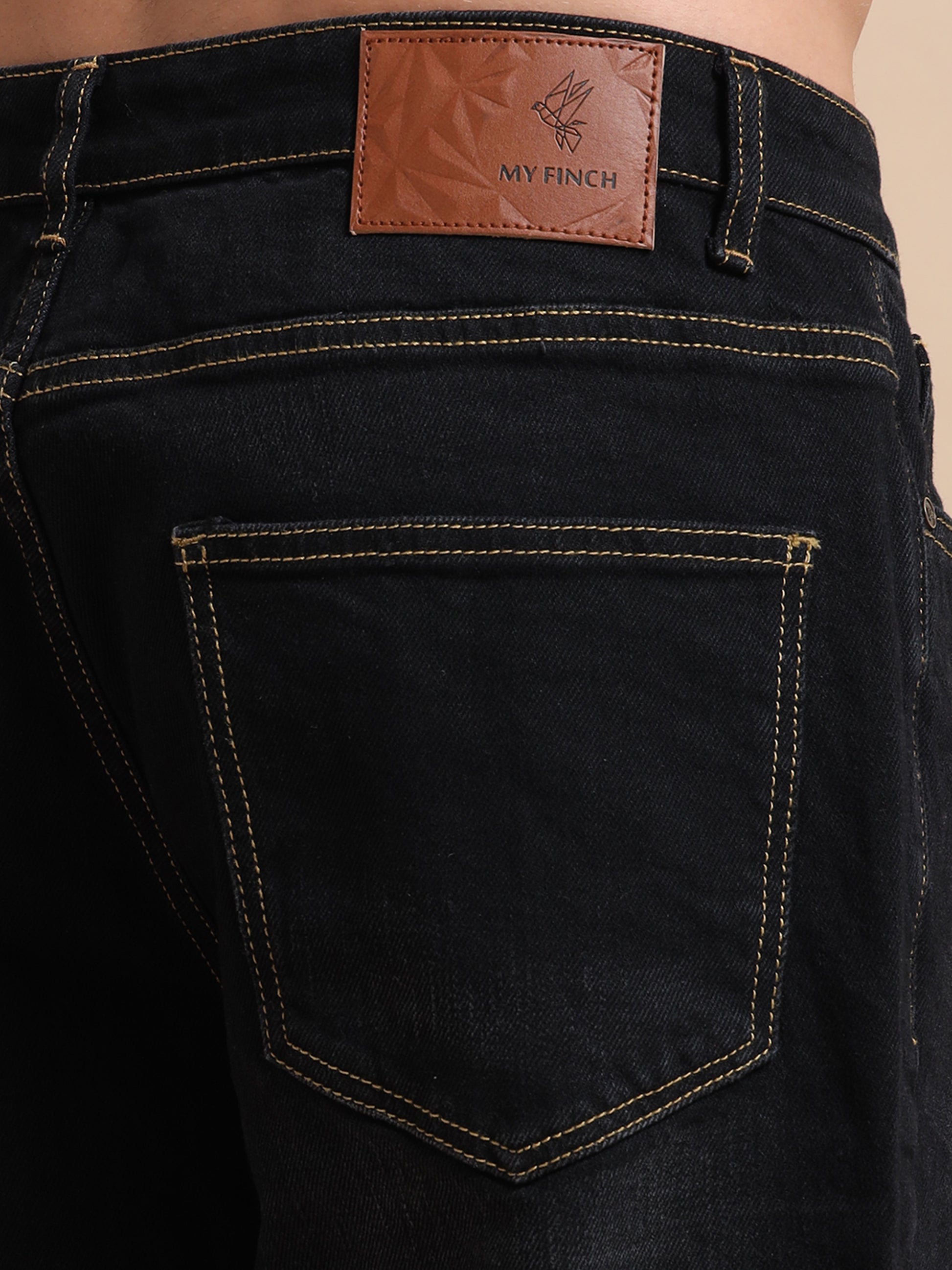 Straight Fit Plus Size Black Jeans with Washed Effect
