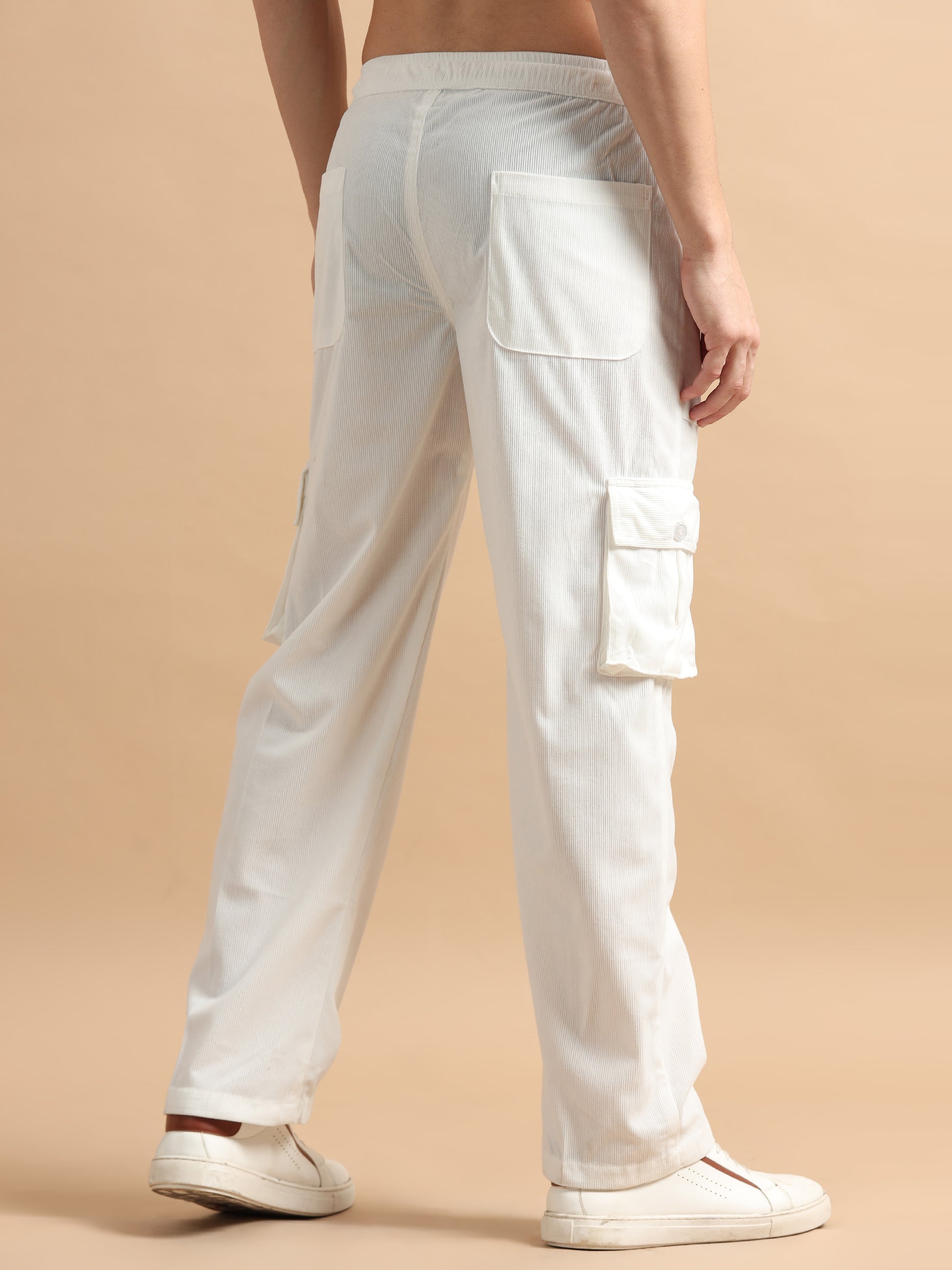 Midrise White Cargo Pants Mens