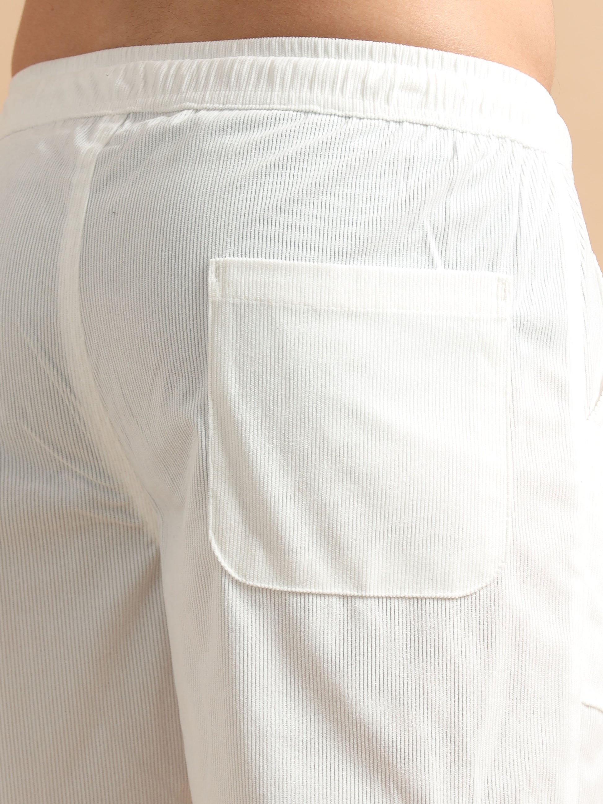 Midrise White Cargo Pants Mens