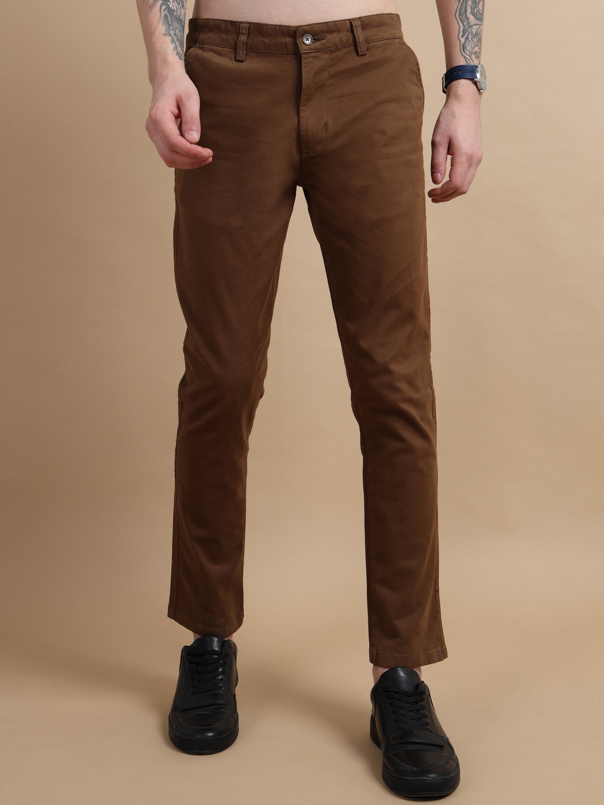 ComfiTwill Stretch Dark Brown Pants for Men