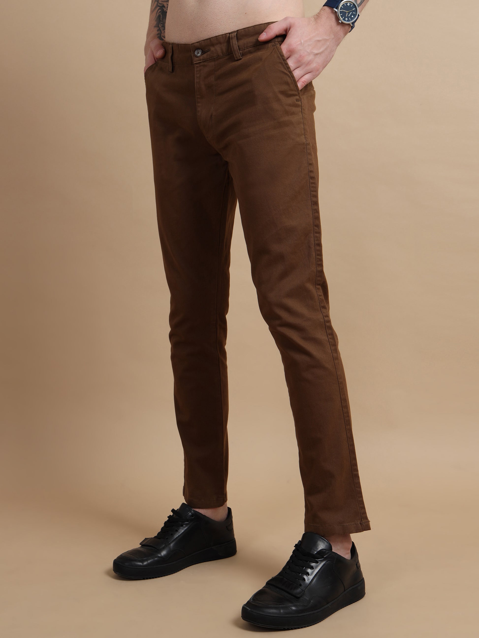 ComfiTwill Stretch Dark Brown Pants for Men