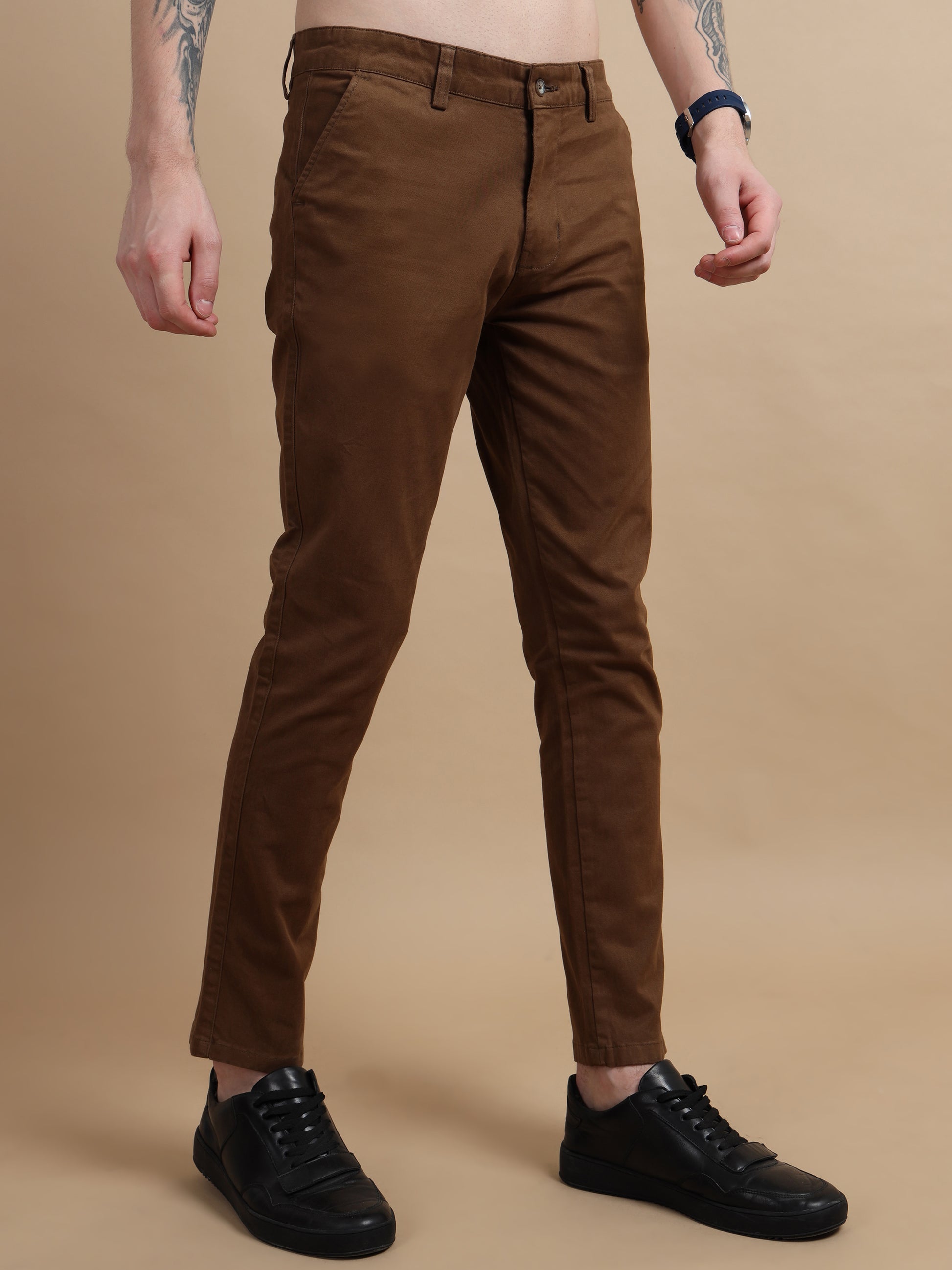 ComfiTwill Stretch Dark Brown Pants for Men