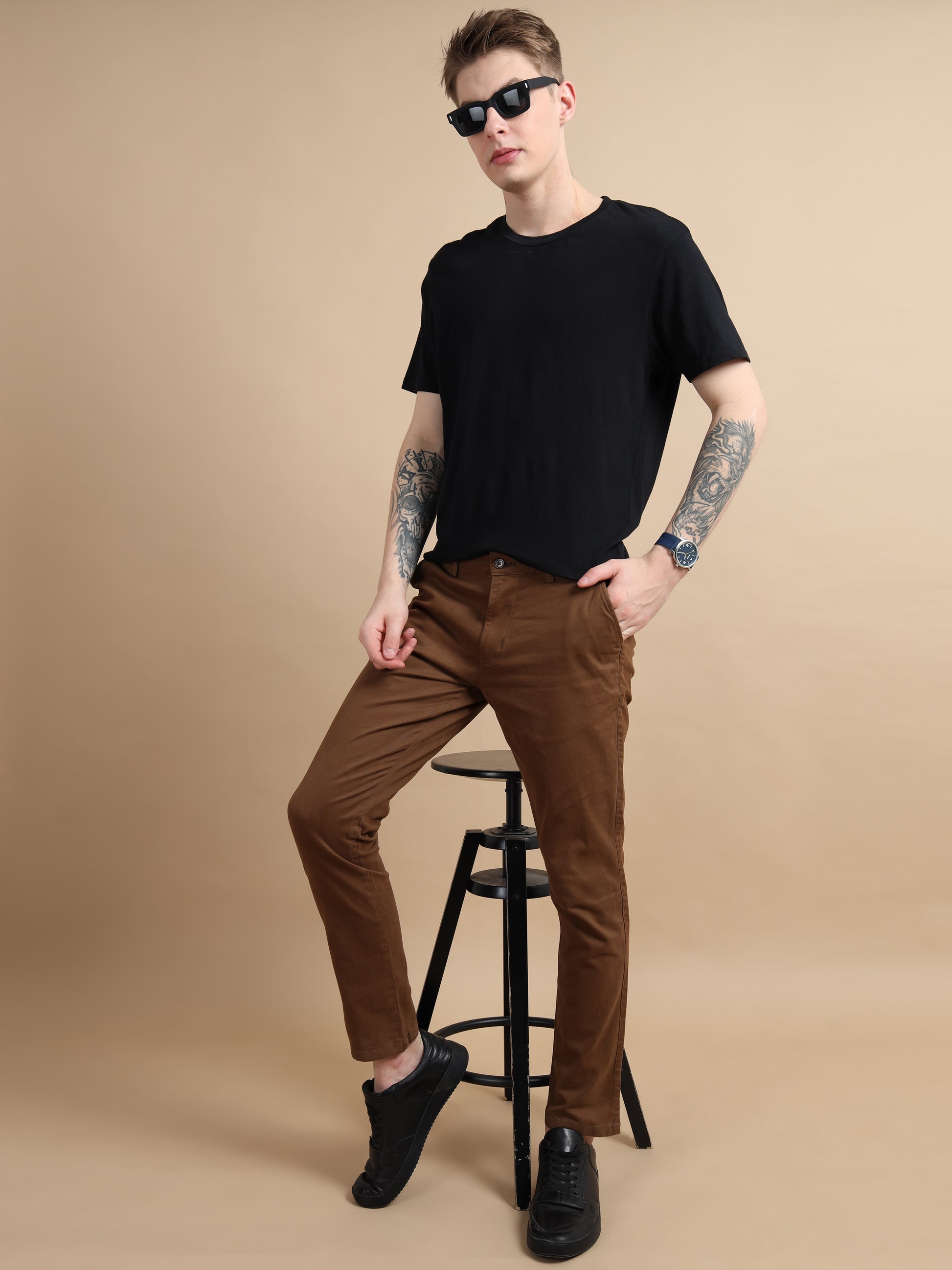 ComfiTwill Stretch Dark Brown Pants for Men