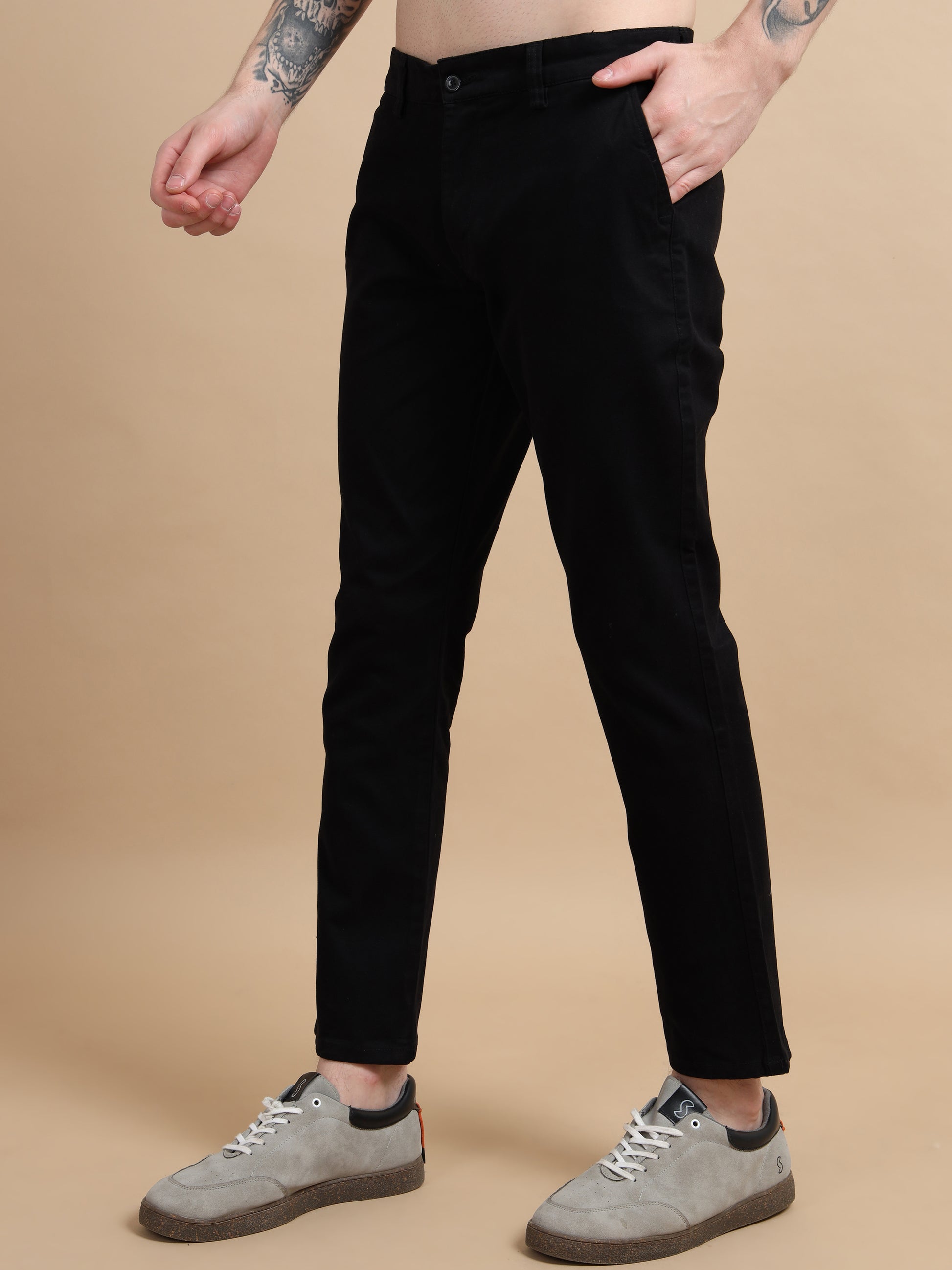 ComfiTwill Stretch Mens Black Cotton Pants