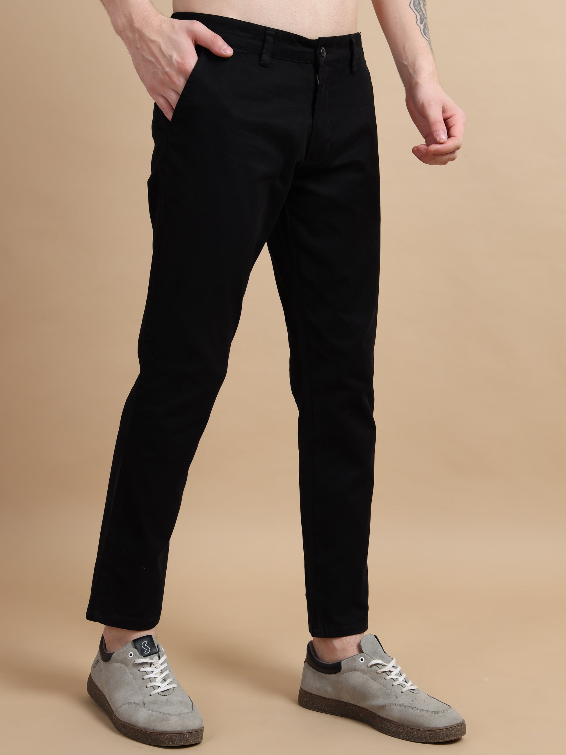 ComfiTwill Stretch Mens Black Cotton Pants