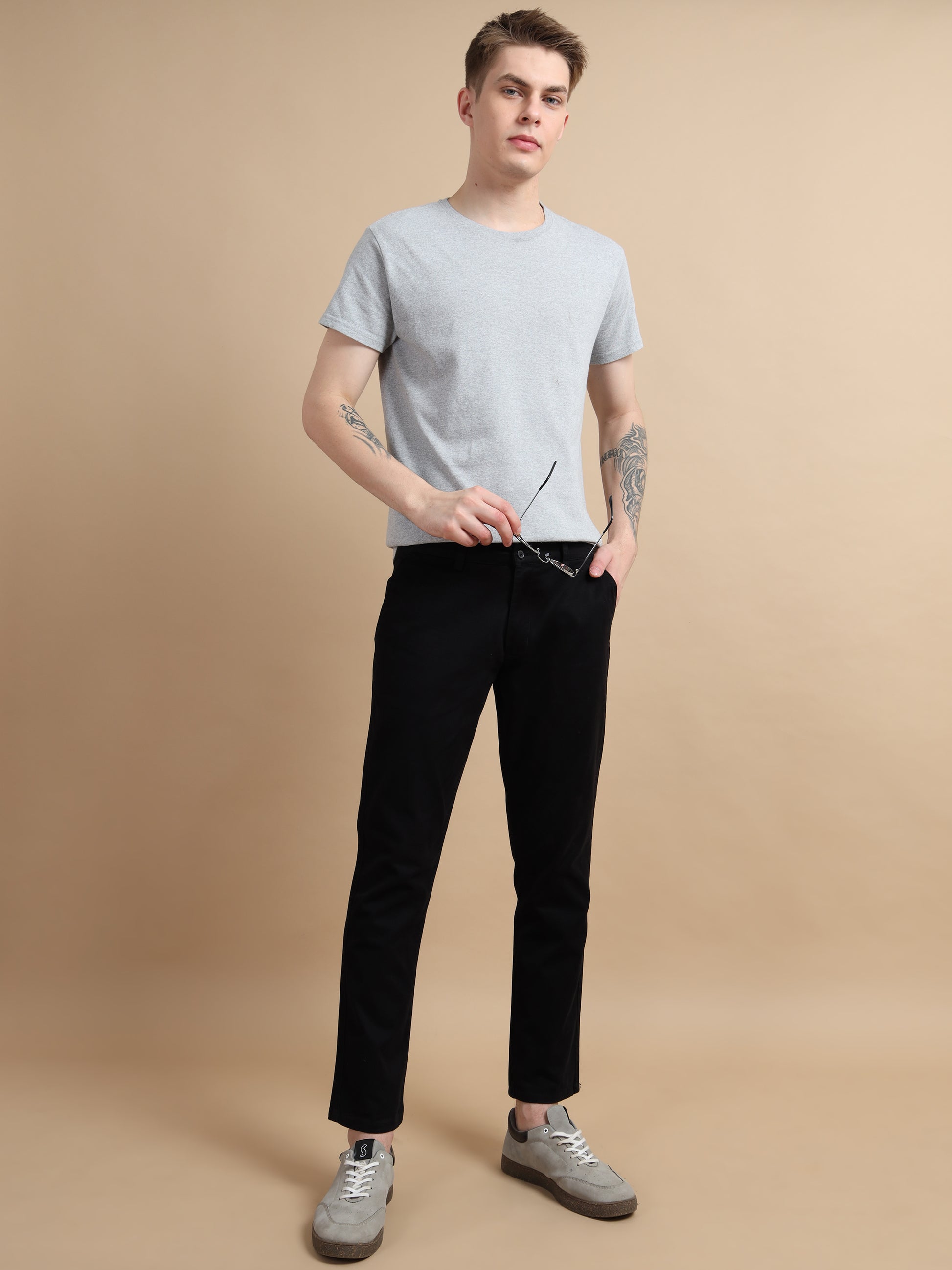 ComfiTwill Stretch Mens Black Cotton Pants