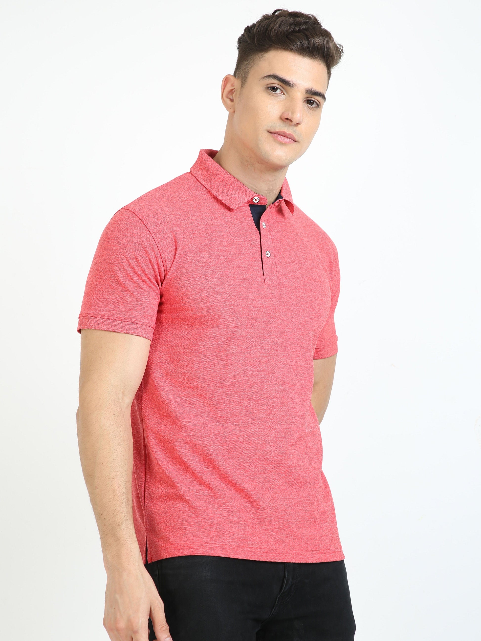 Red Melange Men's Polo T-shirt