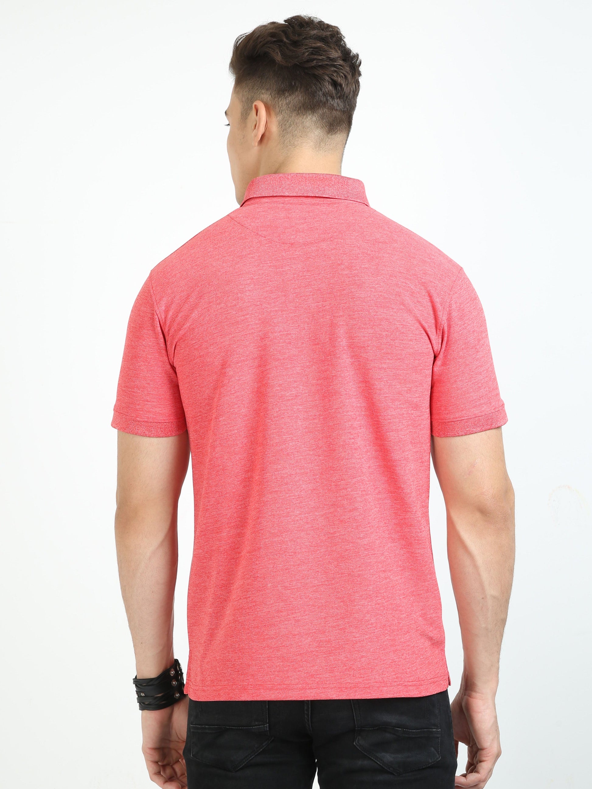 Red Melange Men's Polo T-shirt