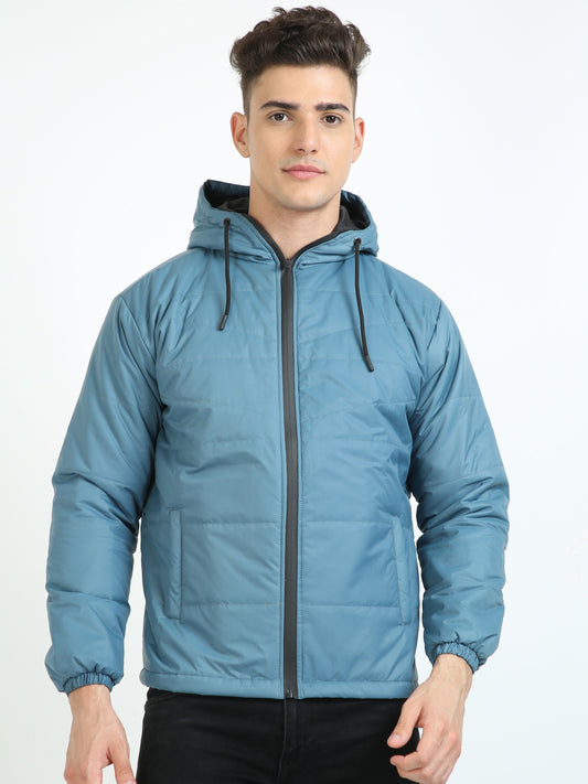 Air Force Blue Bomber With Hood Jacket