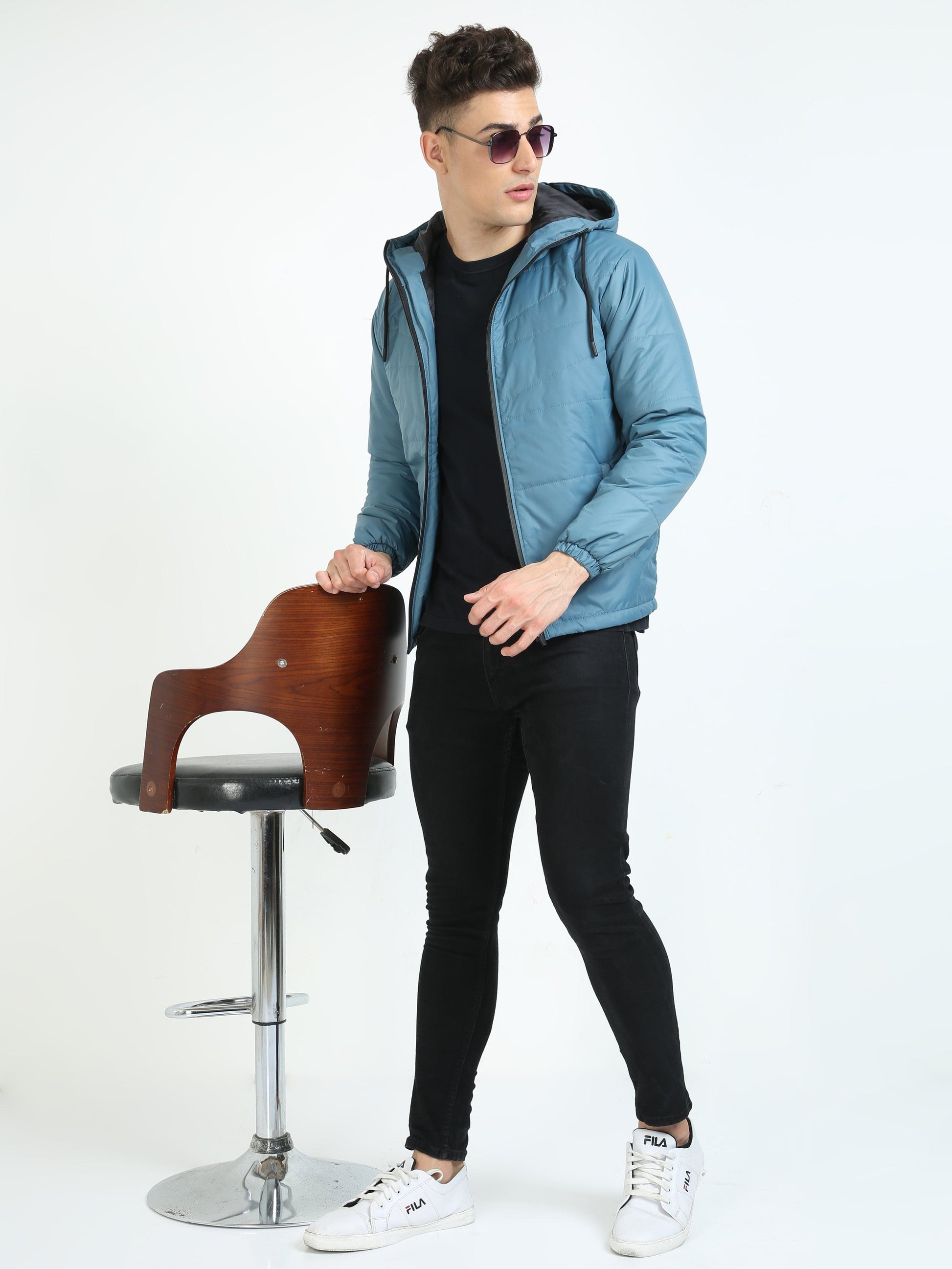 Women Air Force Blue Bomber Jacket with Hood