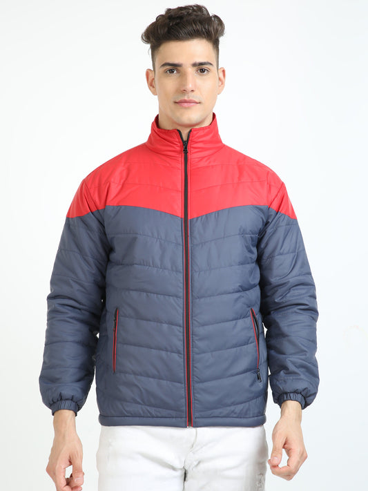 Red And Marble Grey Cut & Sew jacket