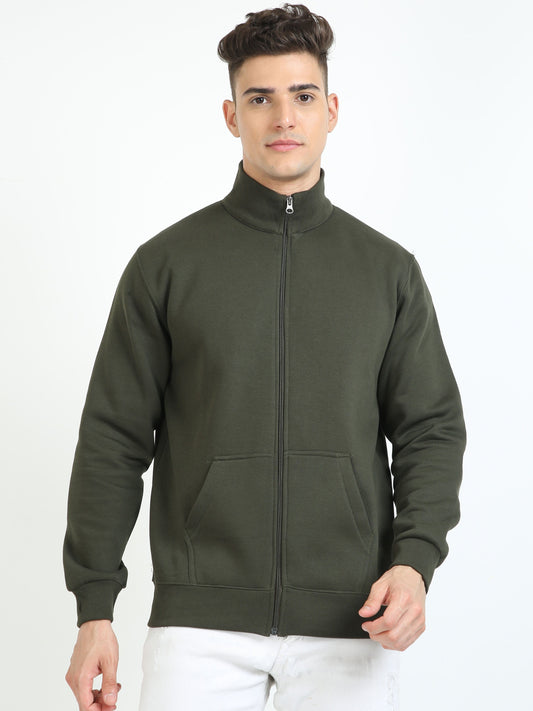 Olive High Neck Sweatshirt
