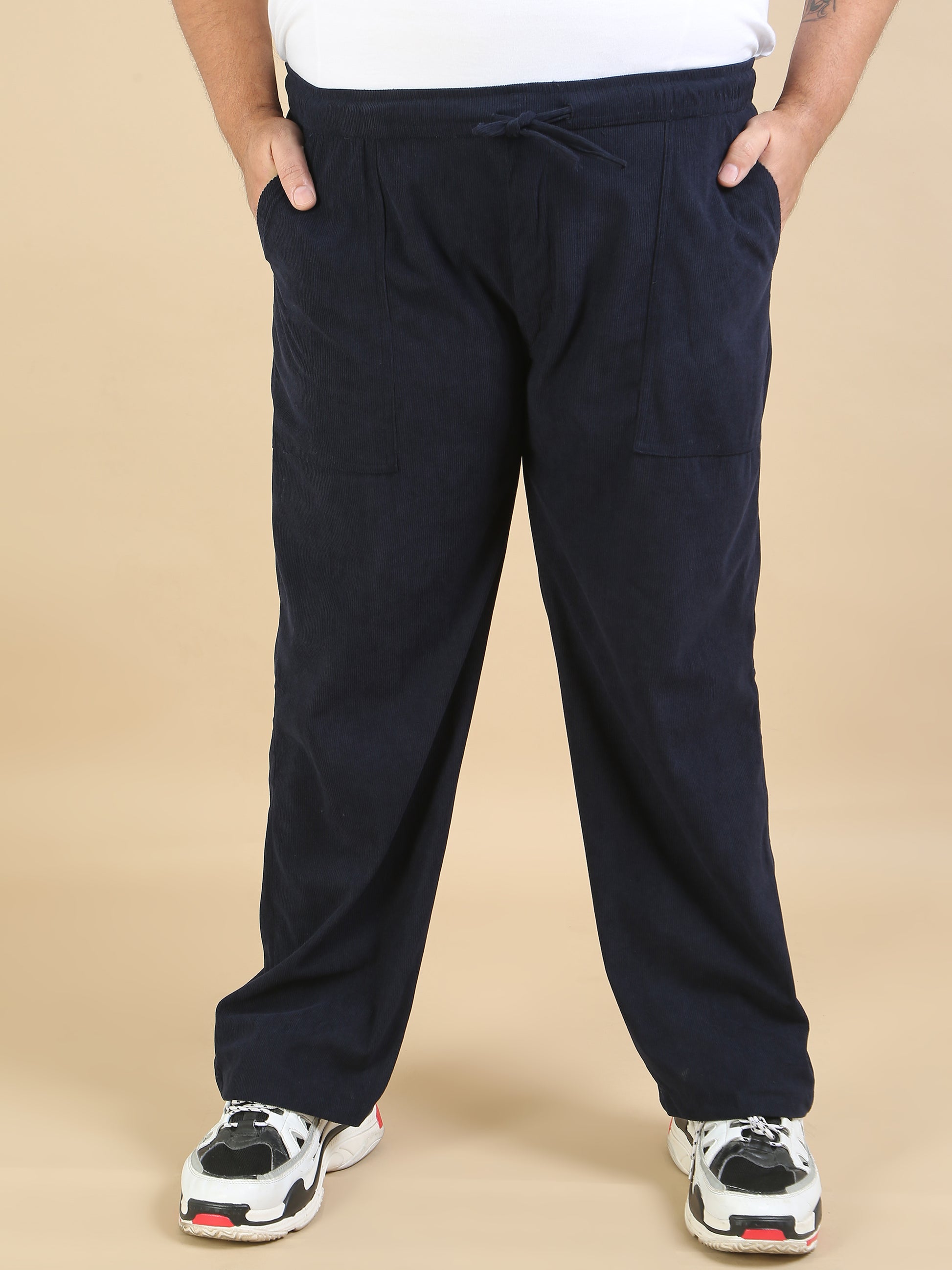 Corduroy Navy Plus size Trouser for men