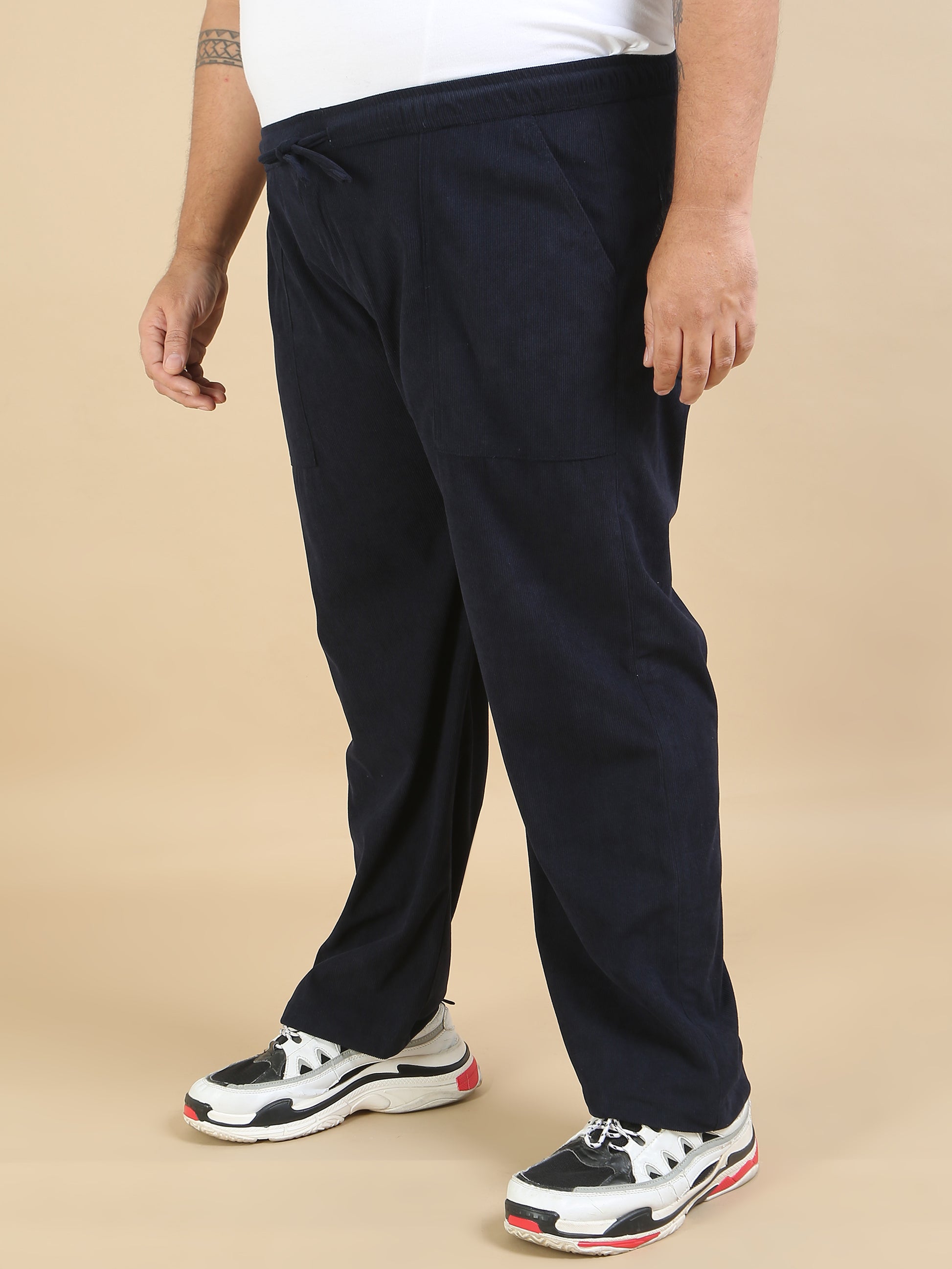 Corduroy Navy Plus size Trouser for men