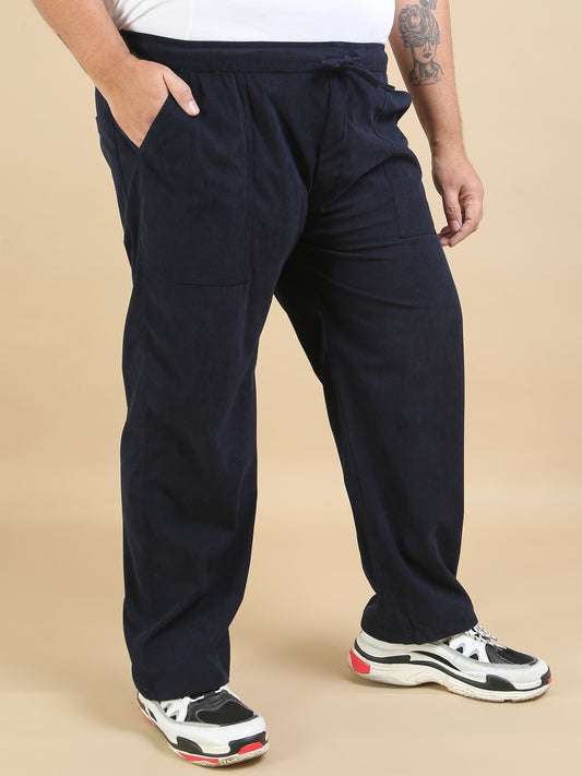 Corduroy Navy Plus size Trouser for men