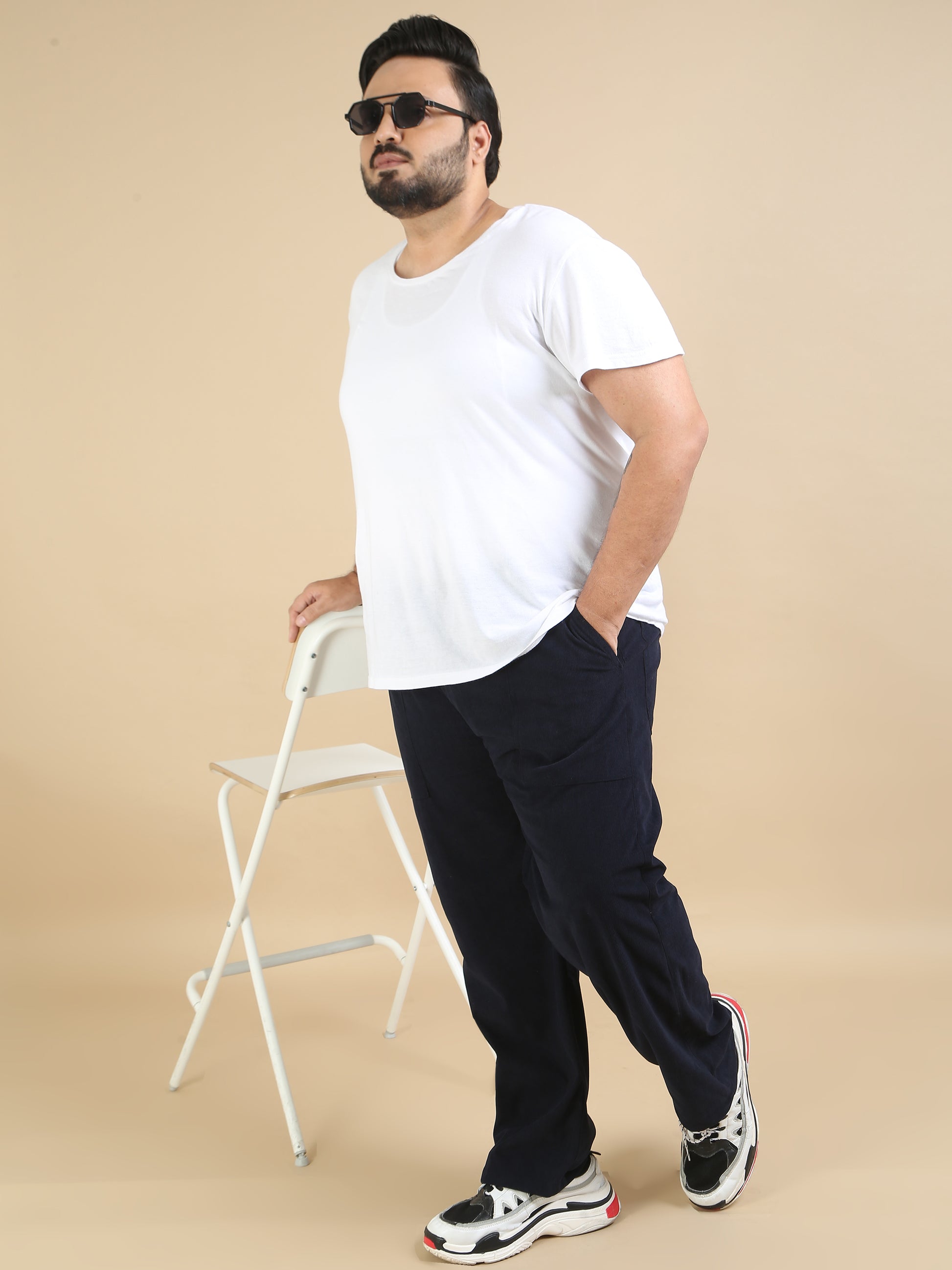 Corduroy Navy Plus size Trouser for men
