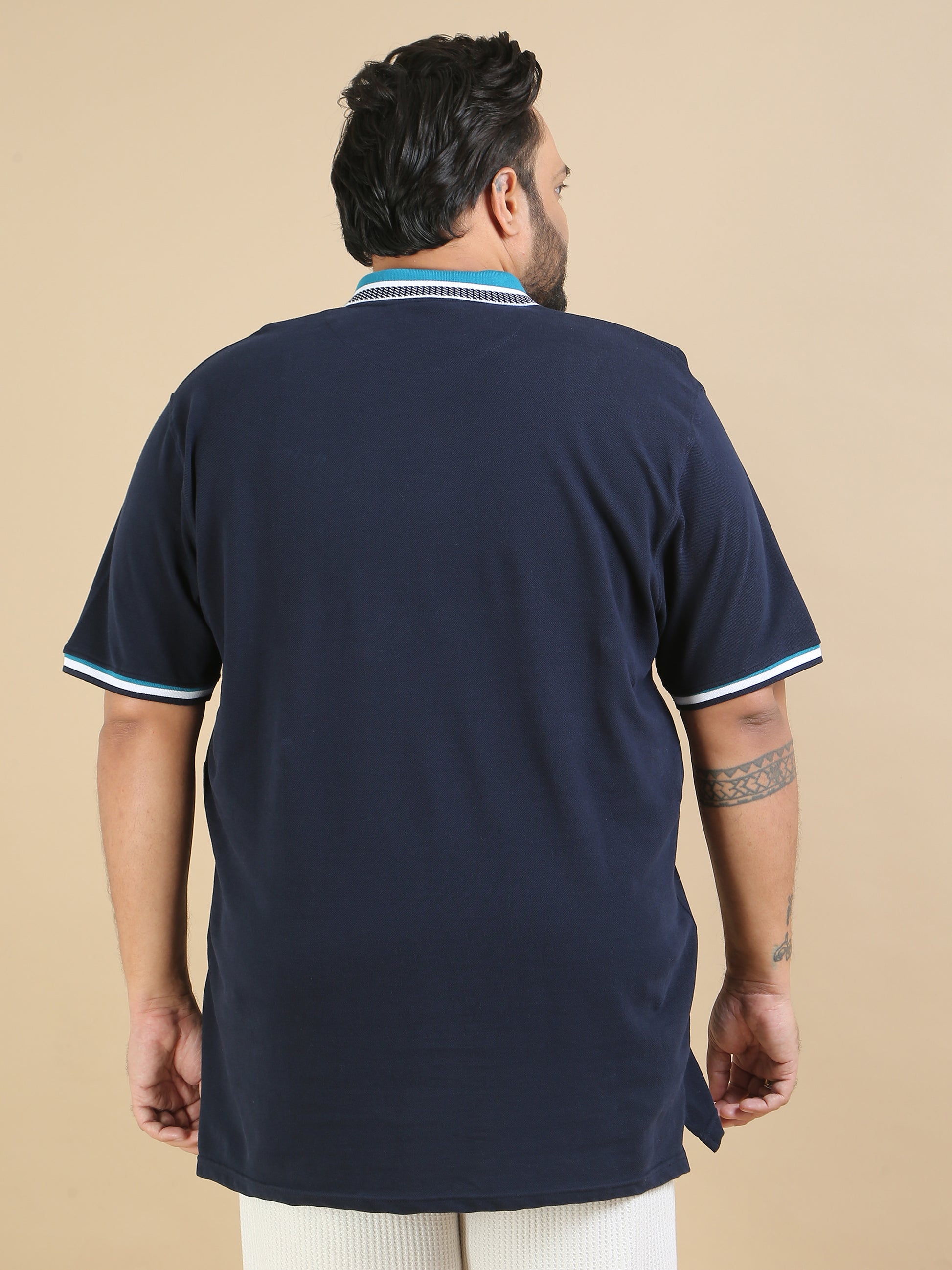 Highly Durable Navy Plus Size Polo Shirts Mens