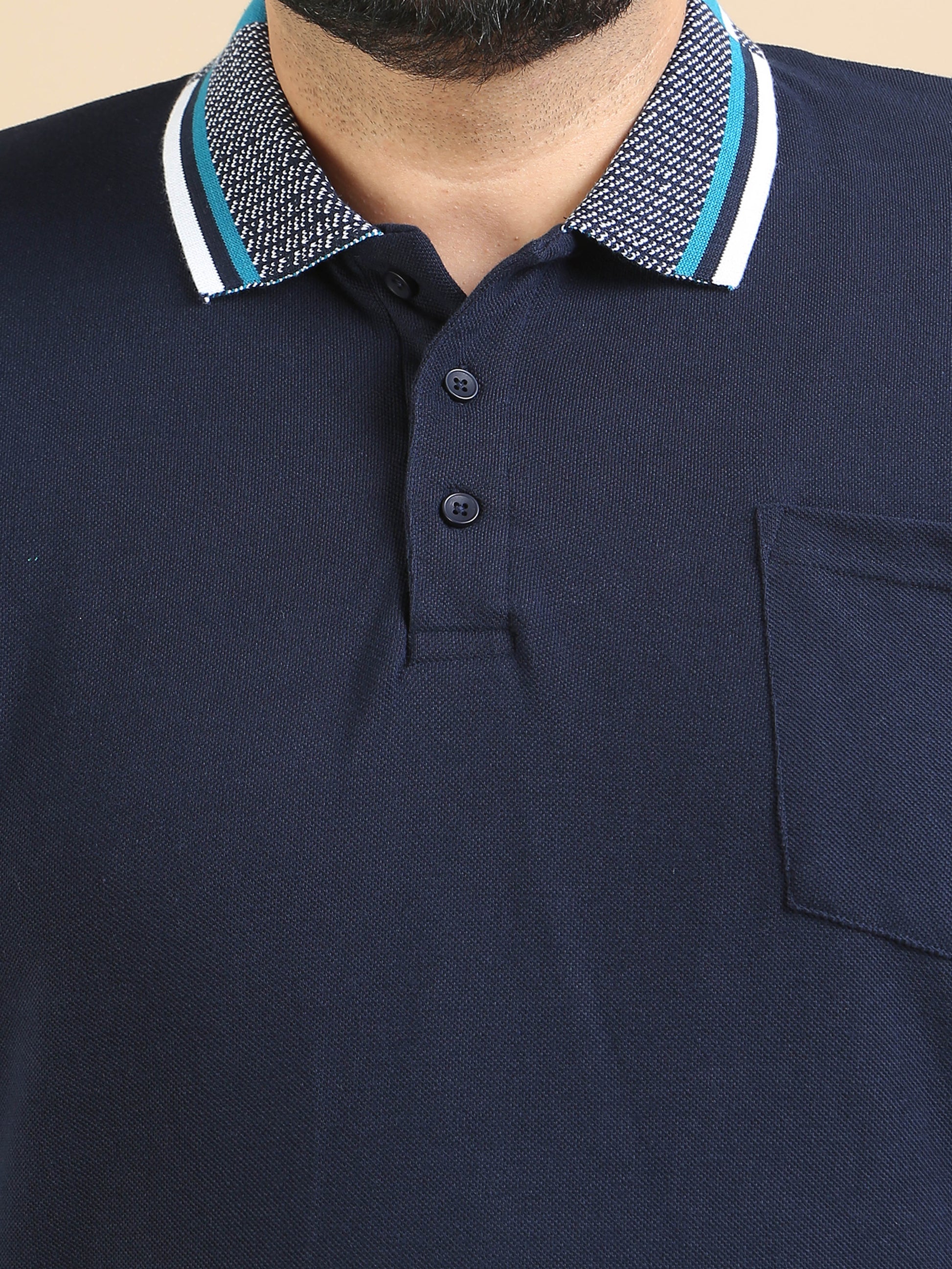 Highly Durable Navy Plus Size Polo Shirts Mens