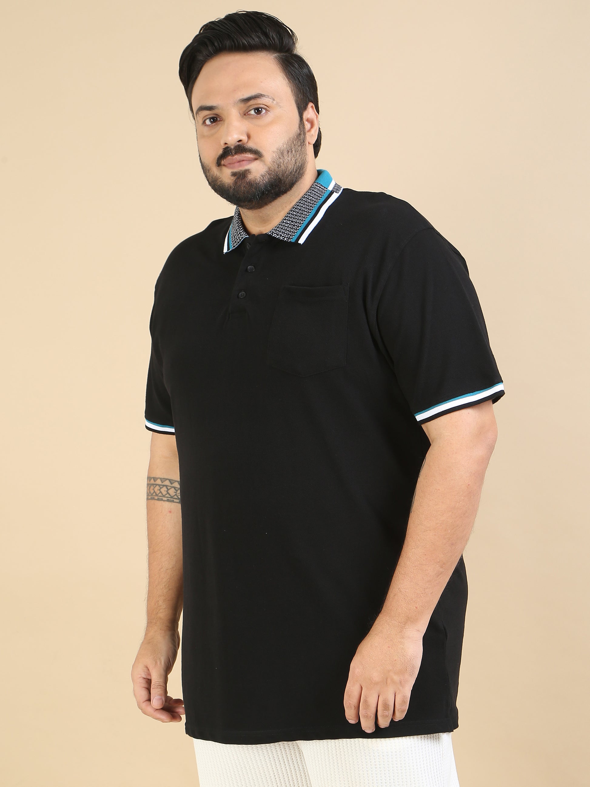 Mens Plus Size Black Polo Shirt