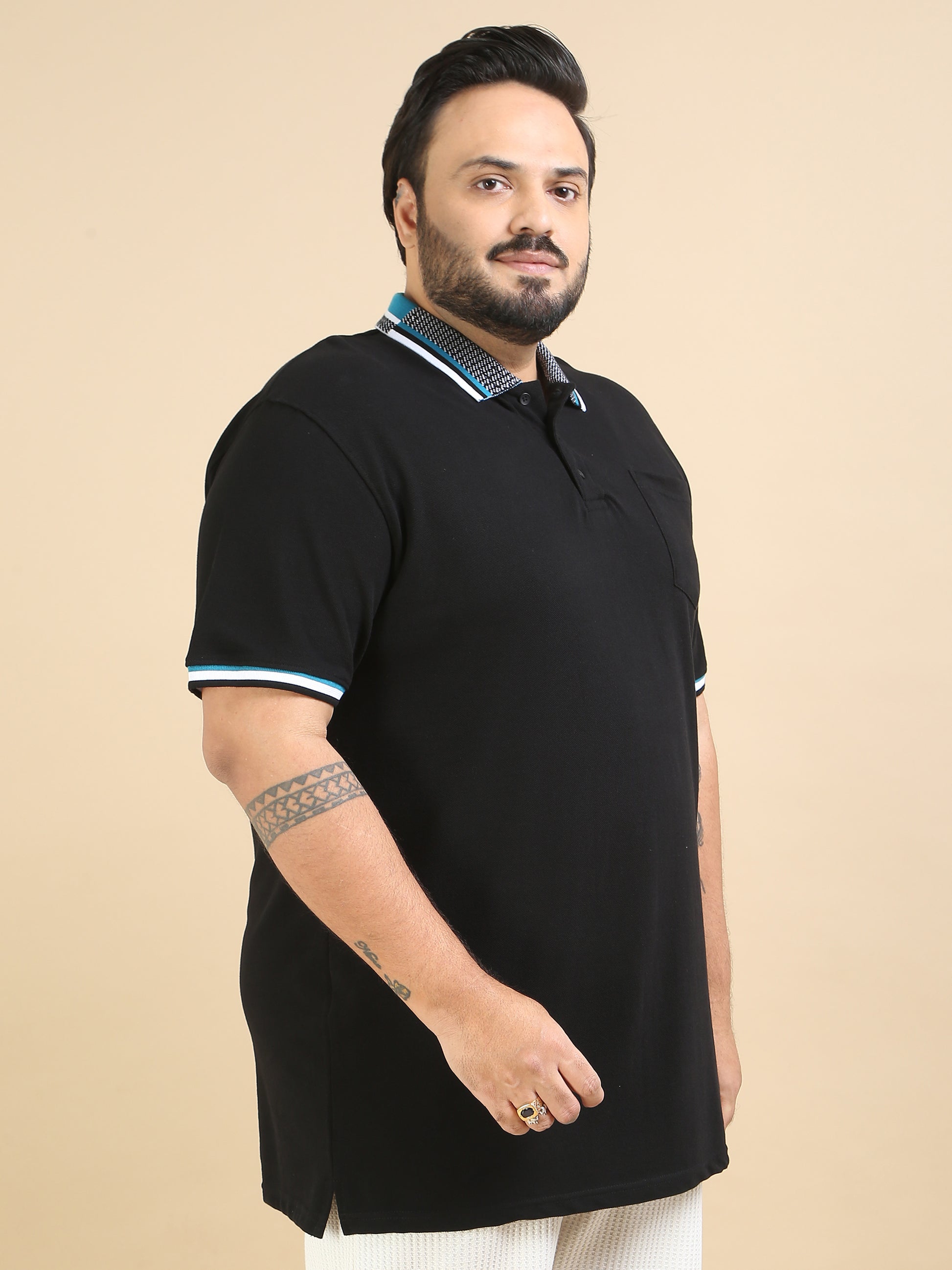 Mens Plus Size Black Polo Shirt