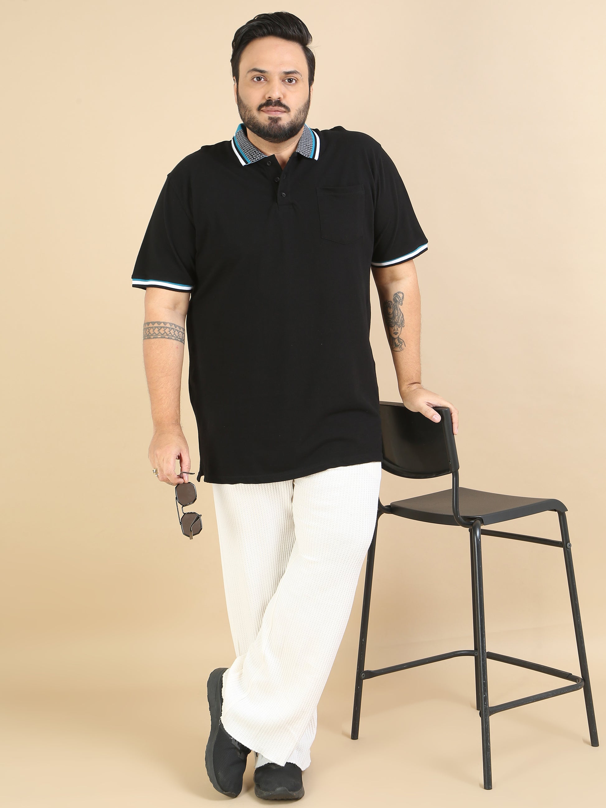 Mens Plus Size Black Polo Shirt