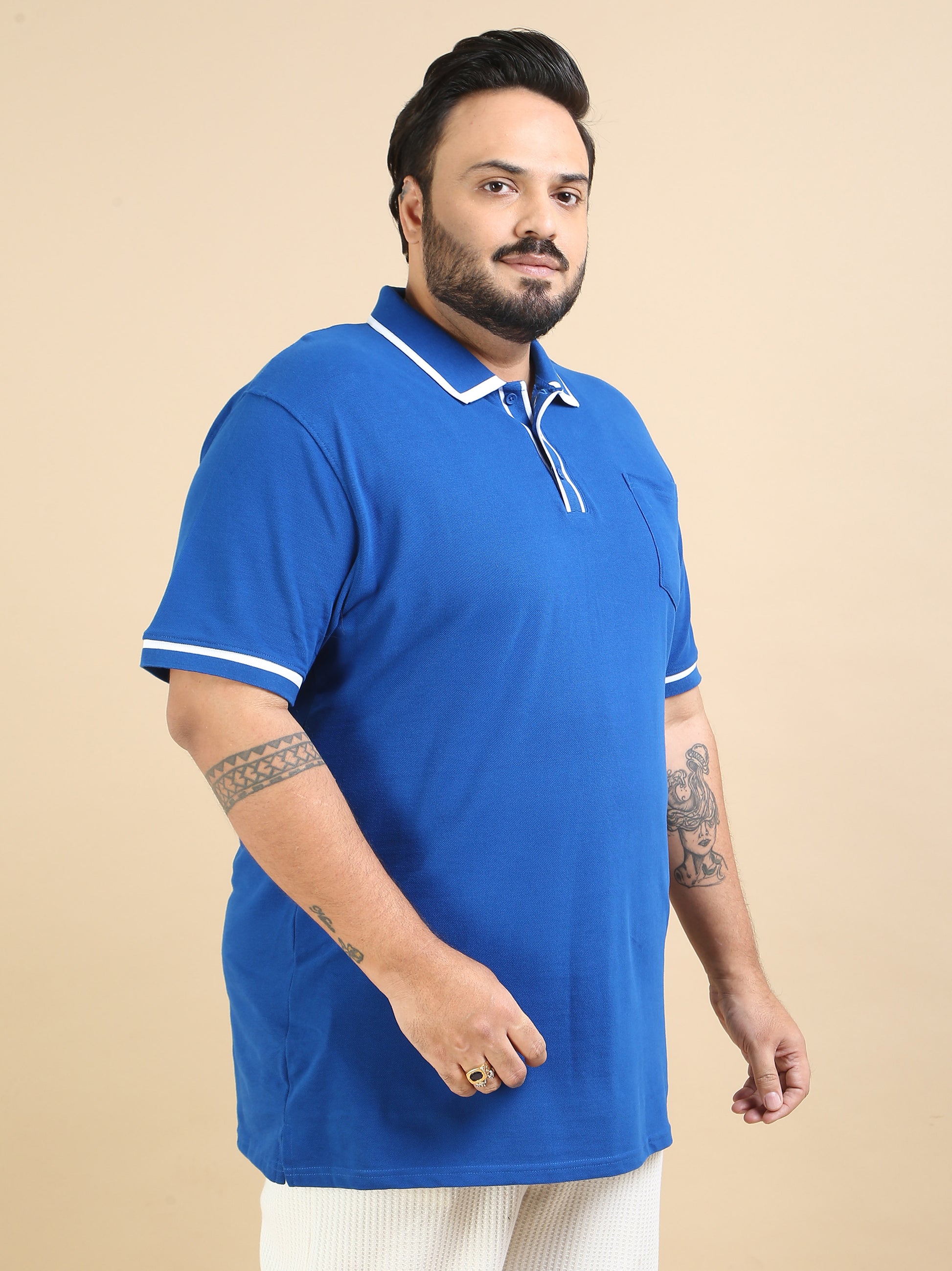 Ultra Soft Blue Polo t Shirt Plus Size for Men