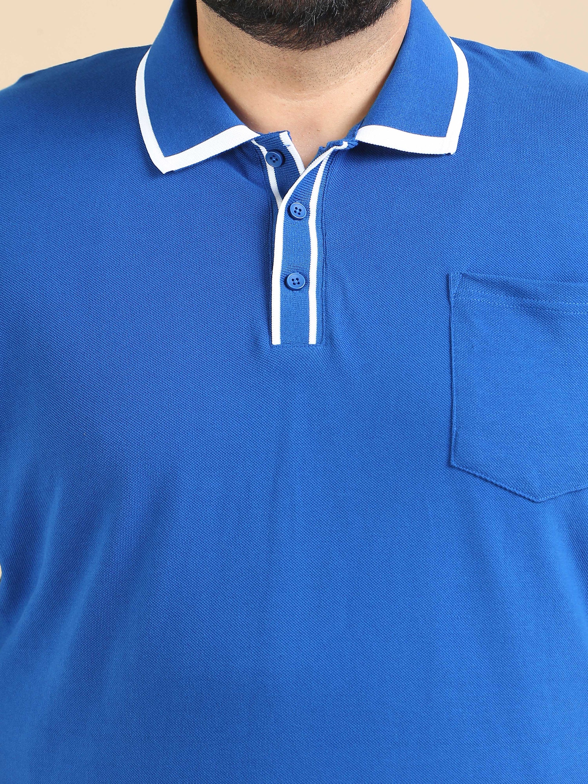 Ultra Soft Blue Polo t Shirt Plus Size for Men