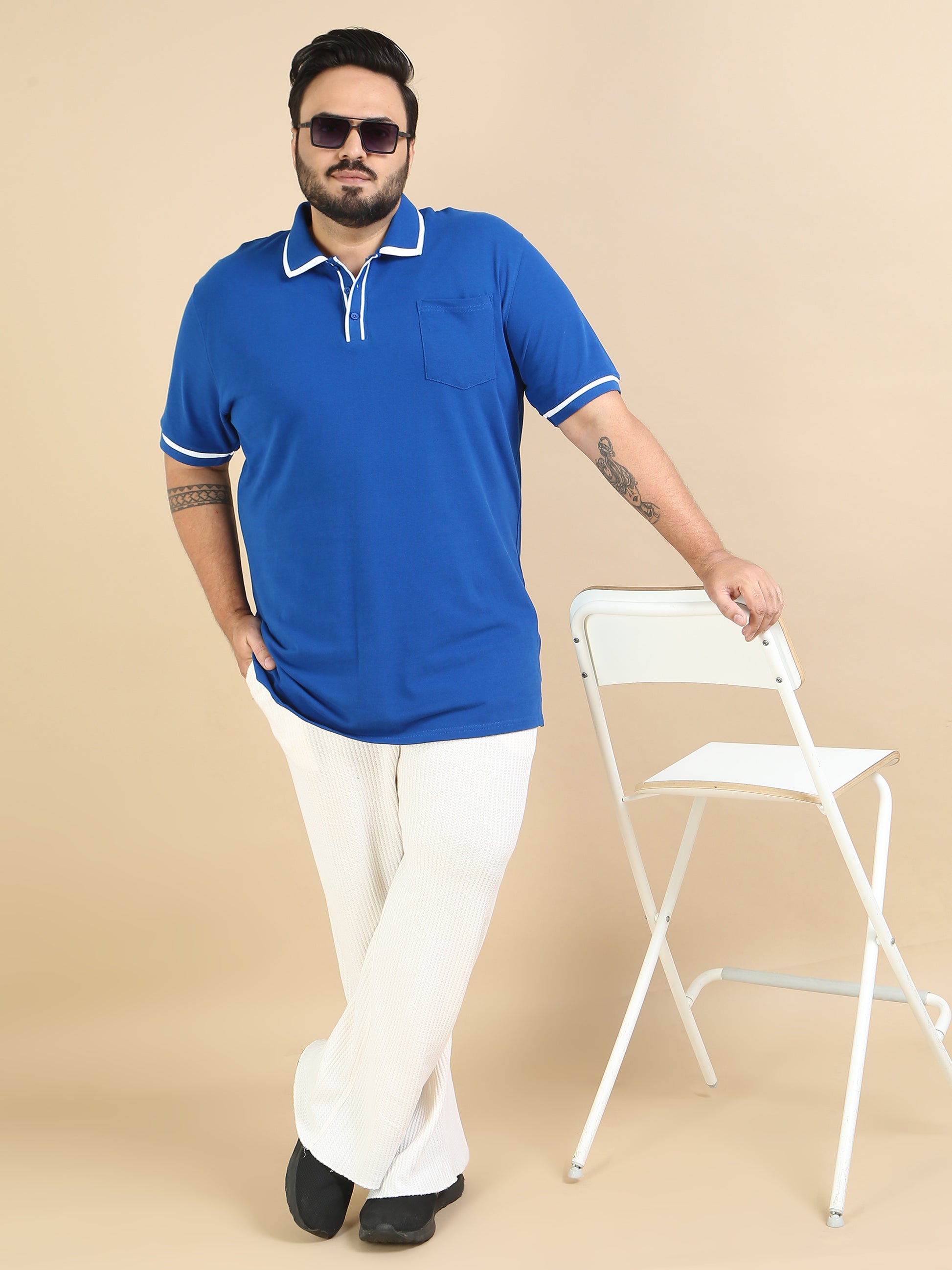 Ultra Soft Blue Polo t Shirt Plus Size for Men