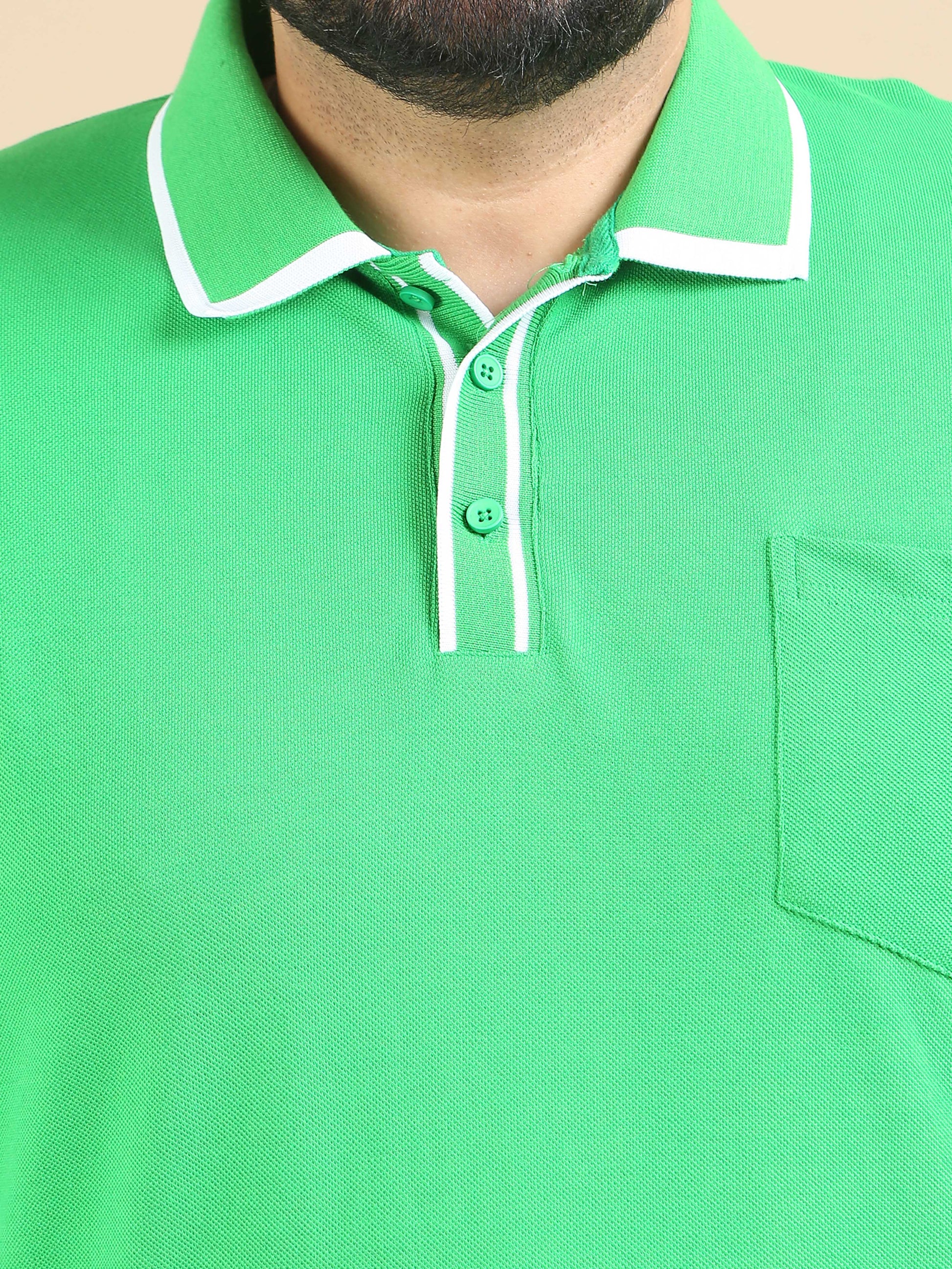 Durable Green Plus Size Polo t Shirts for Men