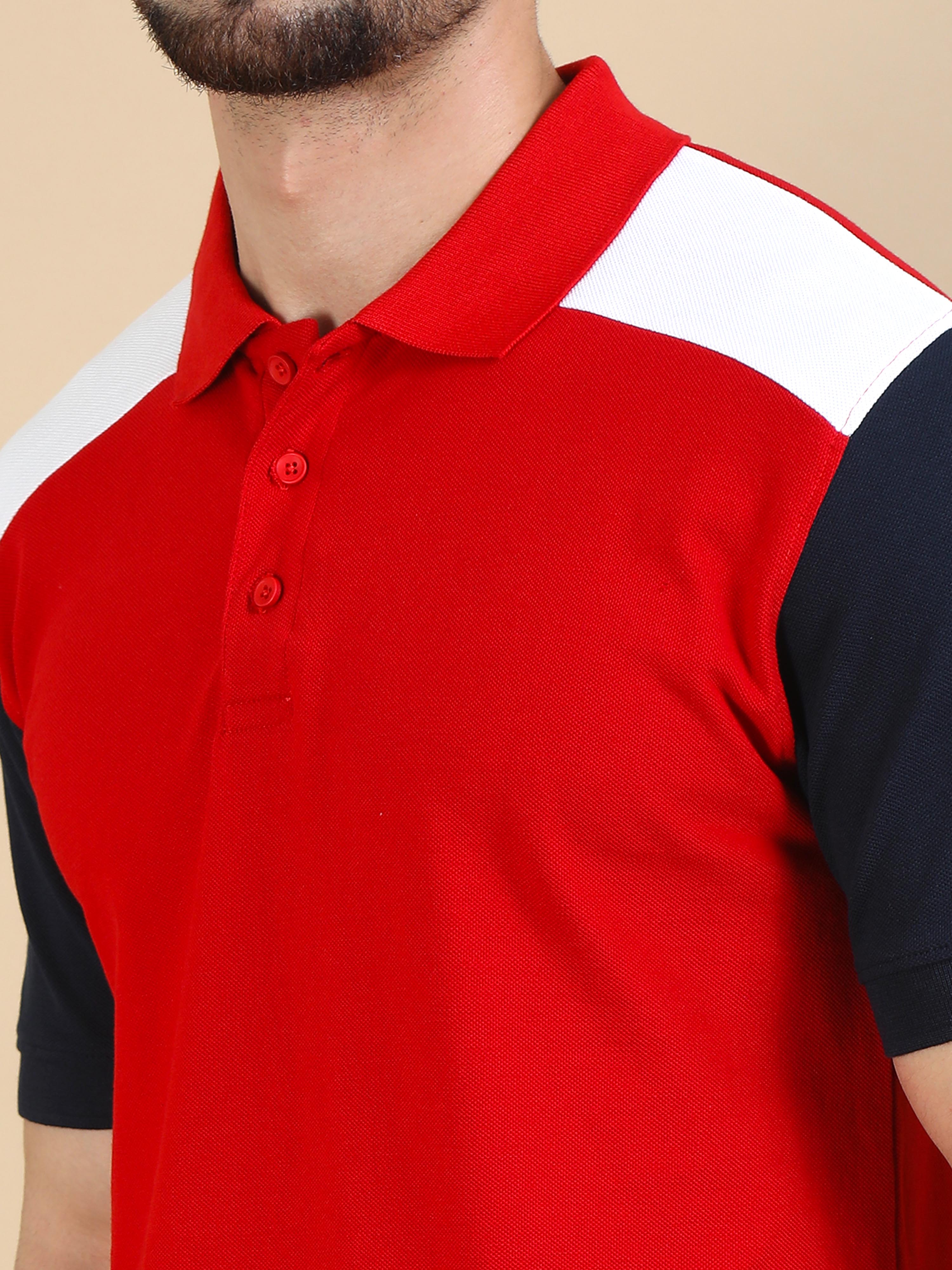 Desgin Red Panel T Shirt for Men