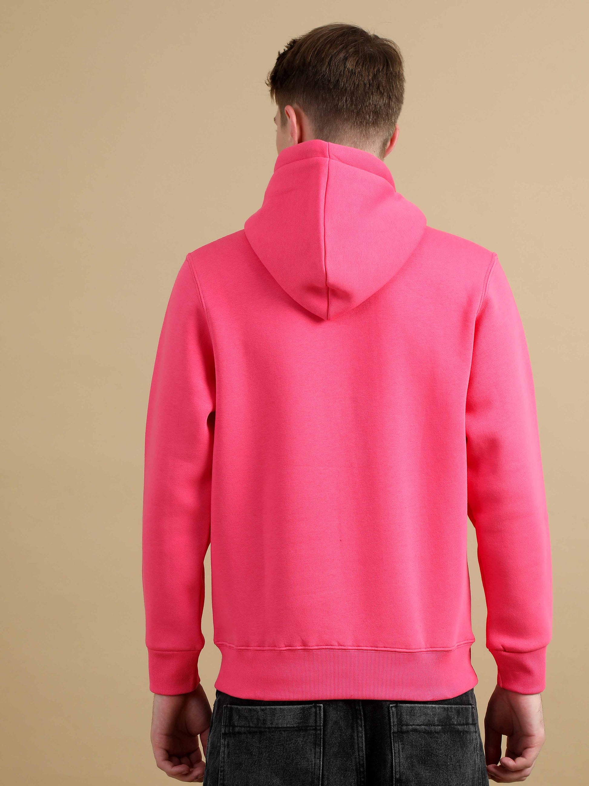 Cozy Peak Pink Colour Hoodie For Men