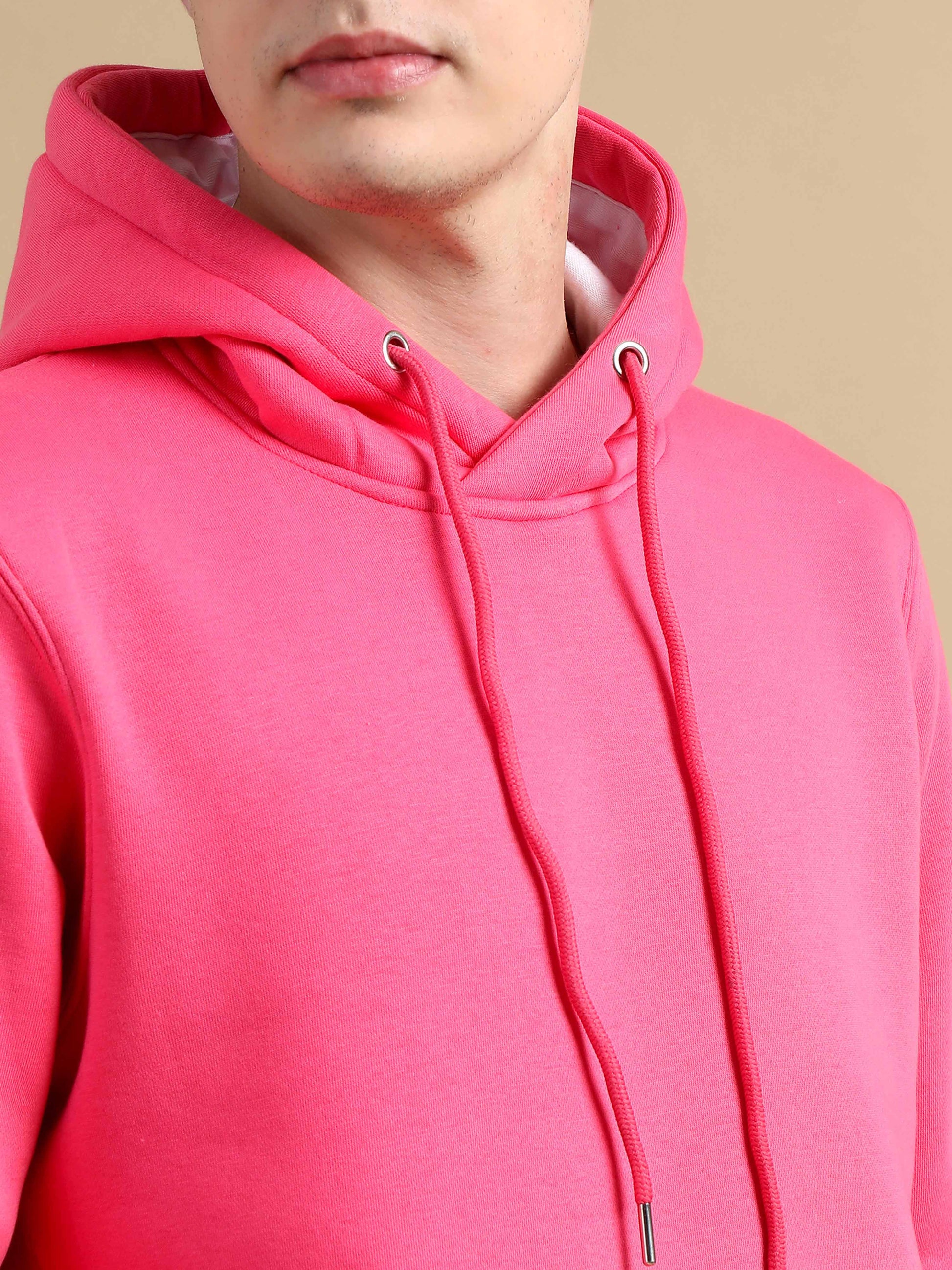 Cozy Peak Pink Colour Hoodie For Men