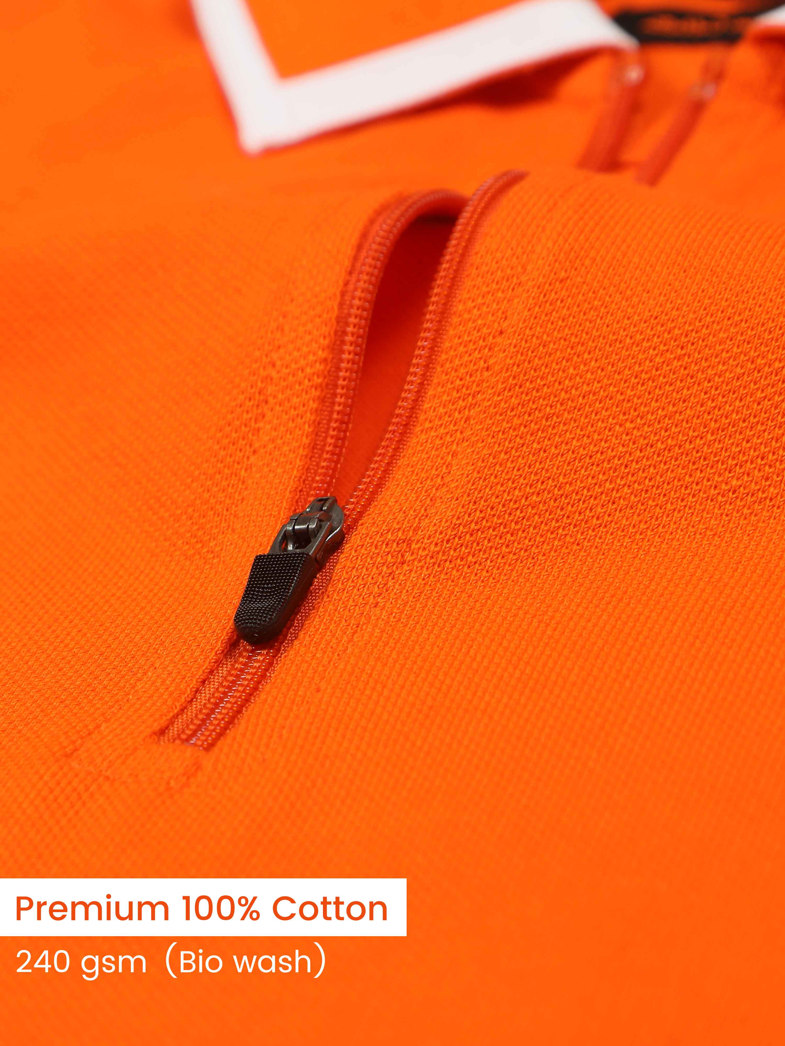 White Tipping Collar Halloween Orange Polo T Shirt for Men