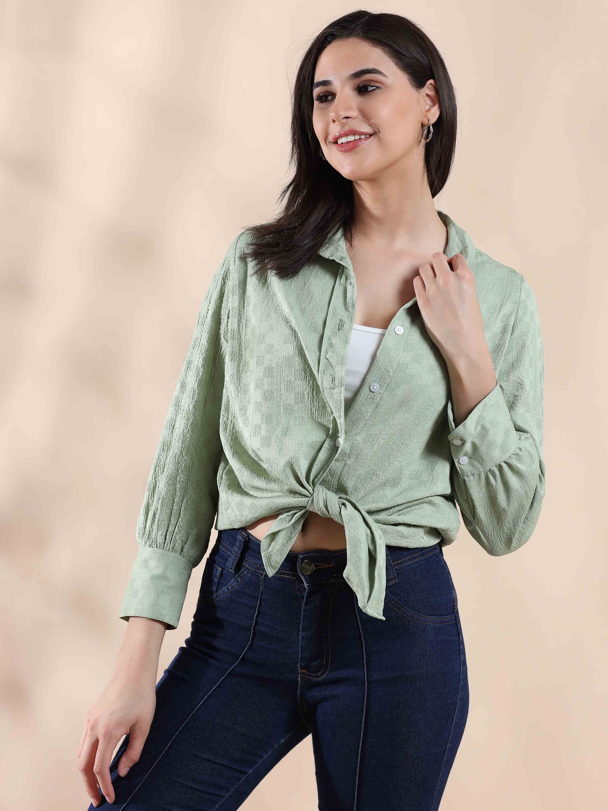 Sunlit Meadow Popcorn Printed Shirt for women