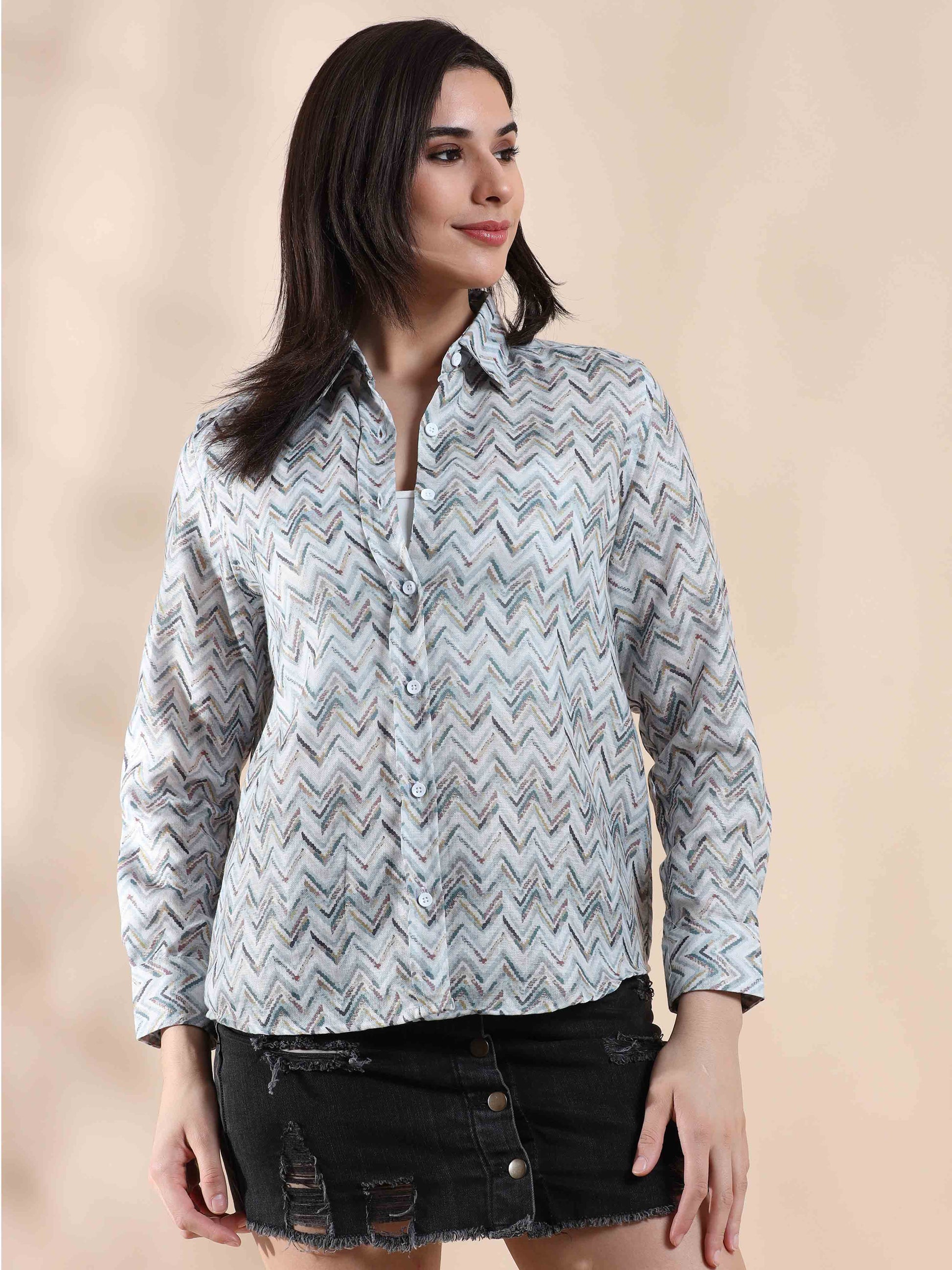 Rainbow Fusion Summer Cotton printed Shirt for women