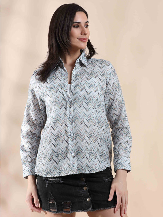 Rainbow Fusion Summer Cotton printed Shirt for women