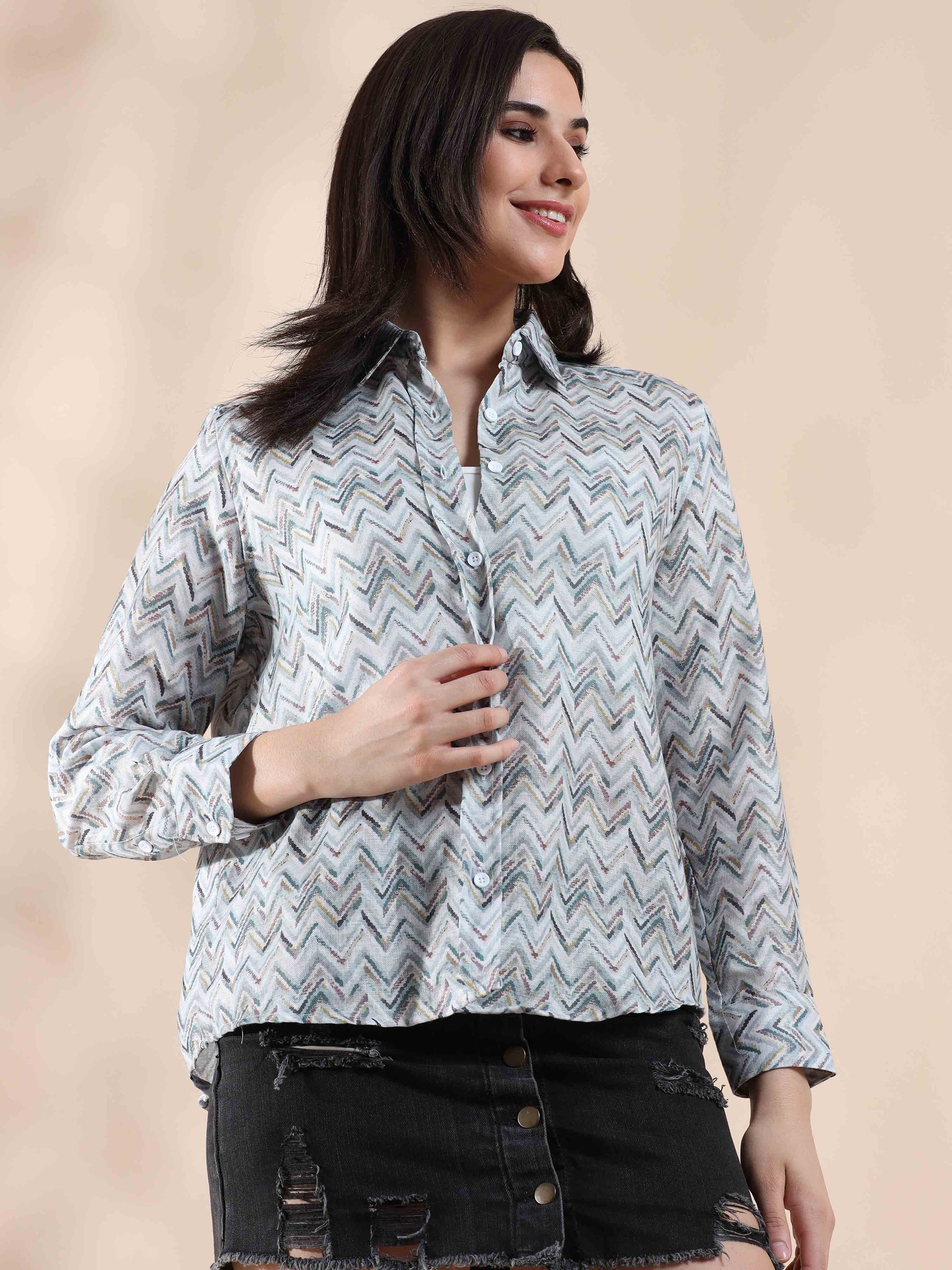 Rainbow Fusion Summer Cotton printed Shirt for women