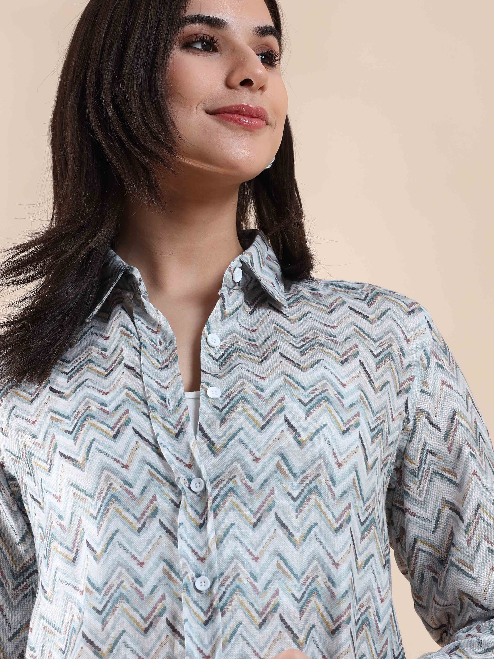 Rainbow Fusion Summer Cotton printed Shirt for women