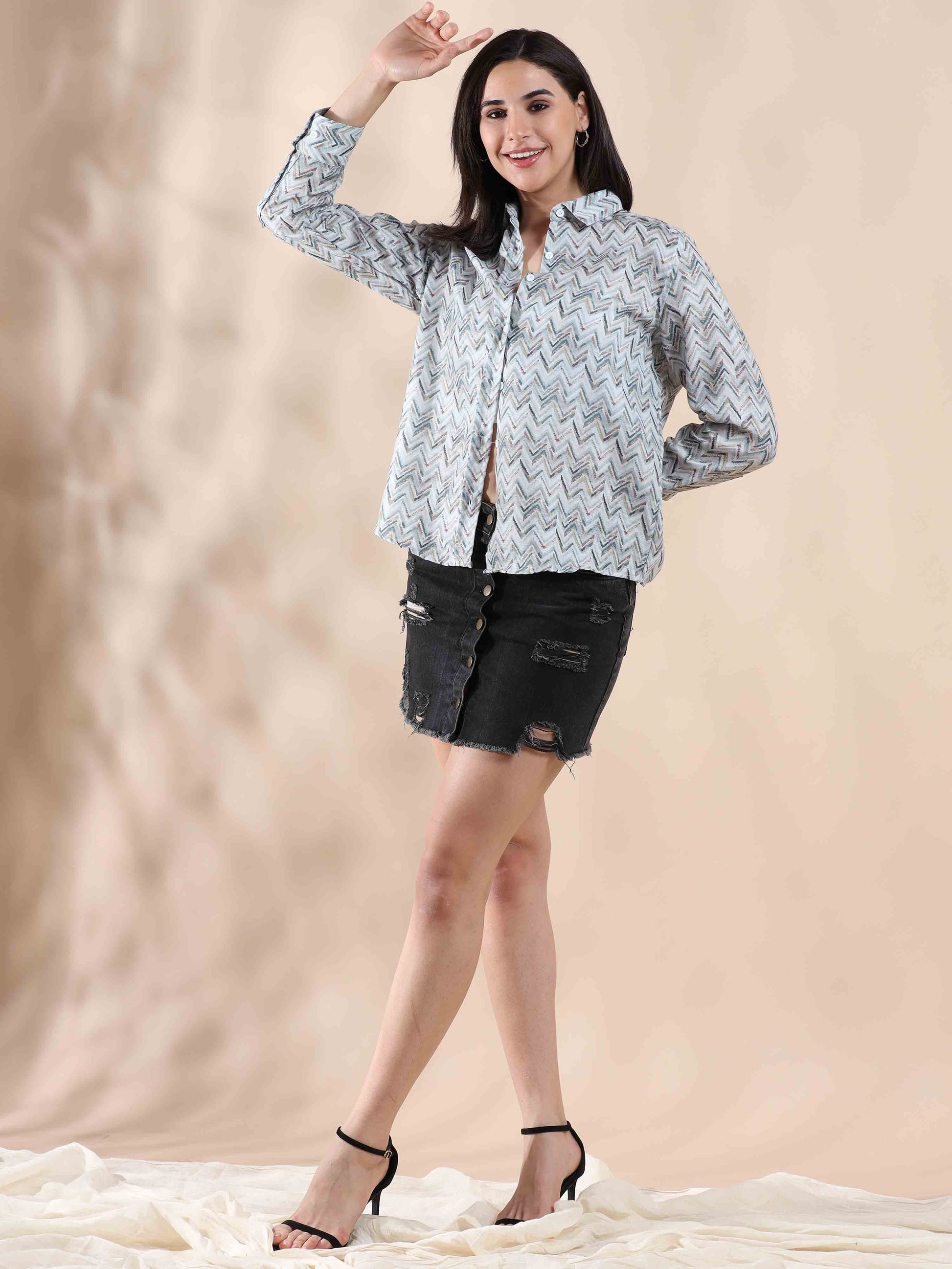 Rainbow Fusion Summer Cotton printed Shirt for women