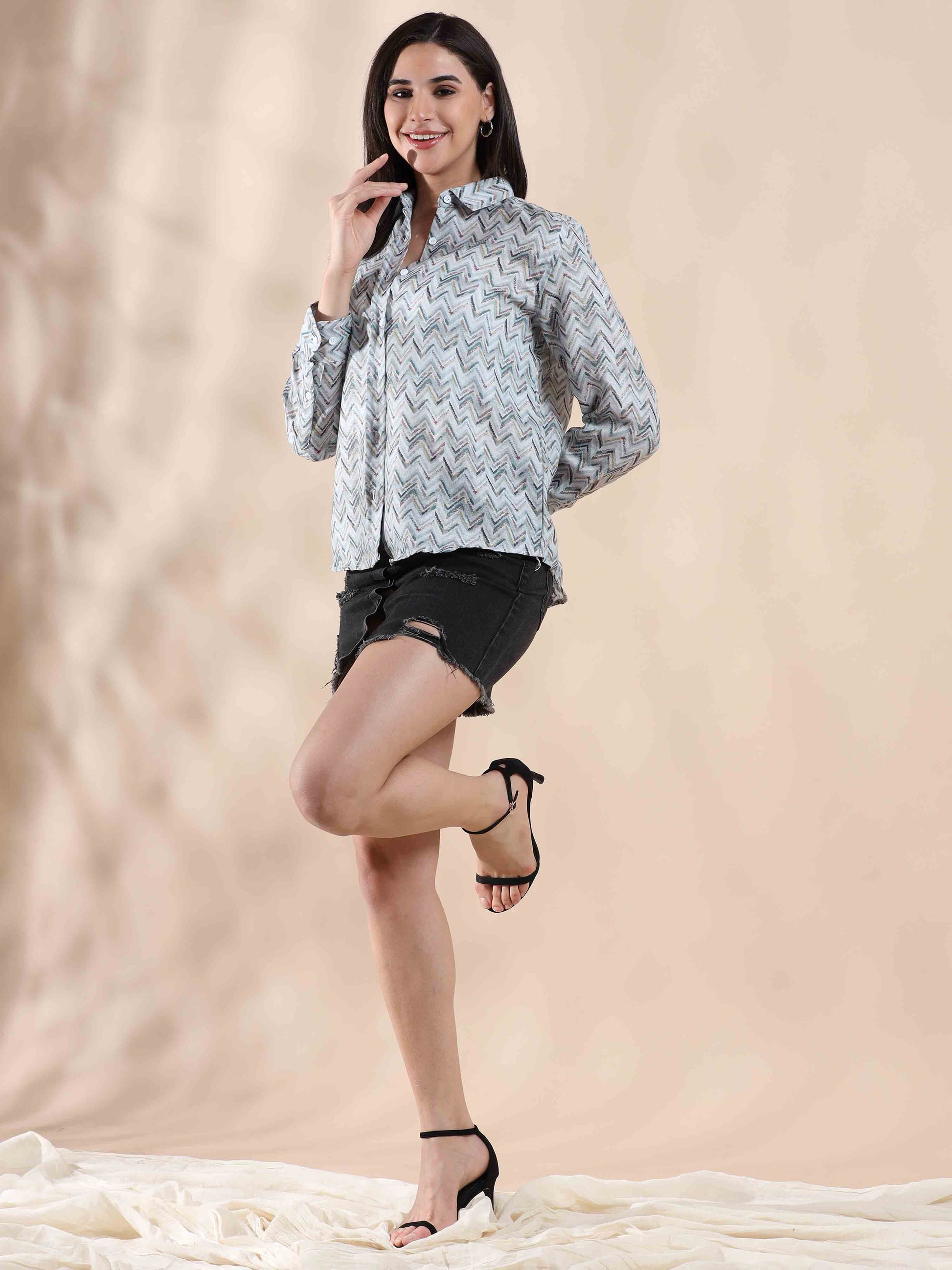 Rainbow Fusion Summer Cotton printed Shirt for women