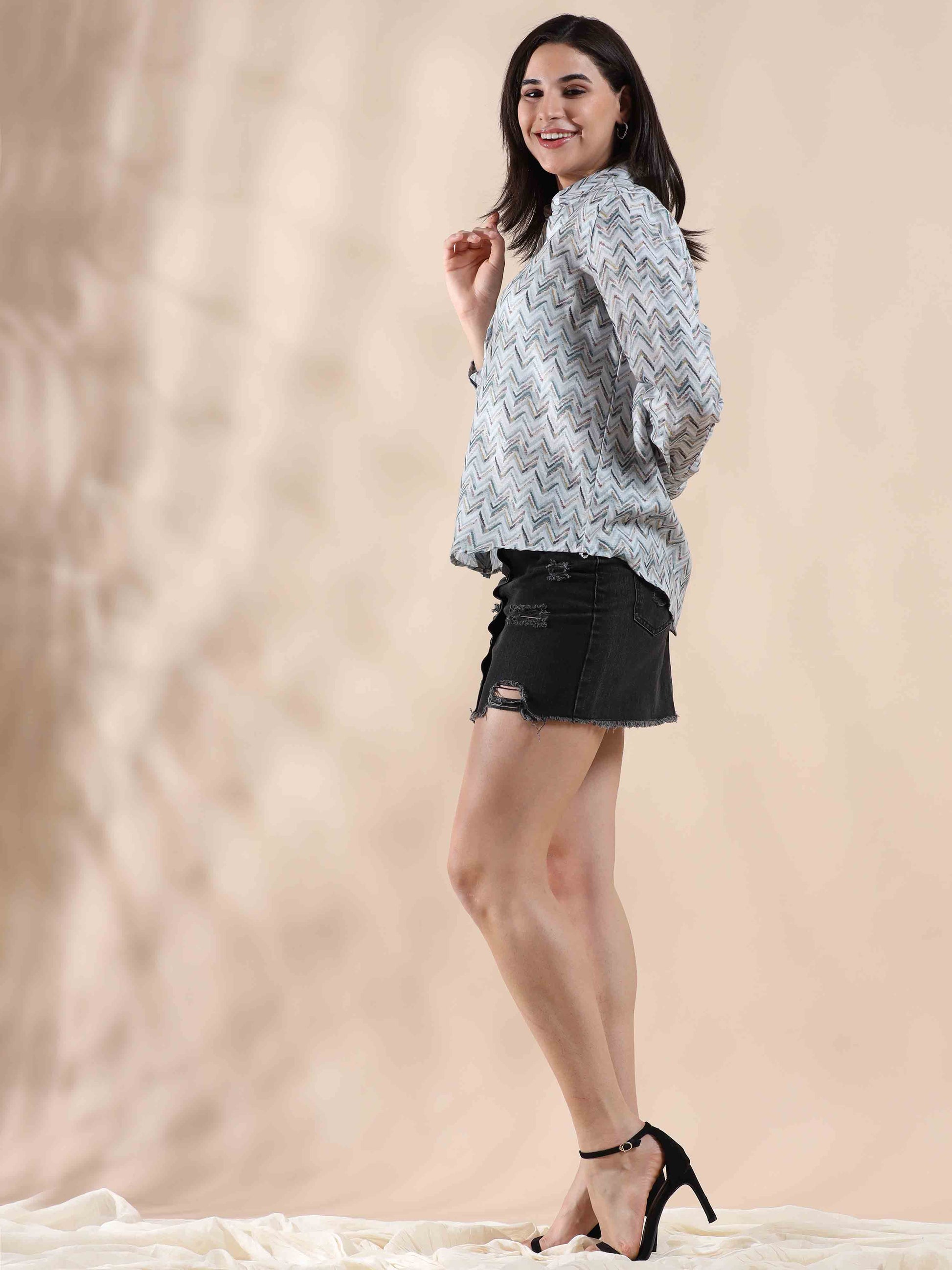 Rainbow Fusion Summer Cotton printed Shirt for women