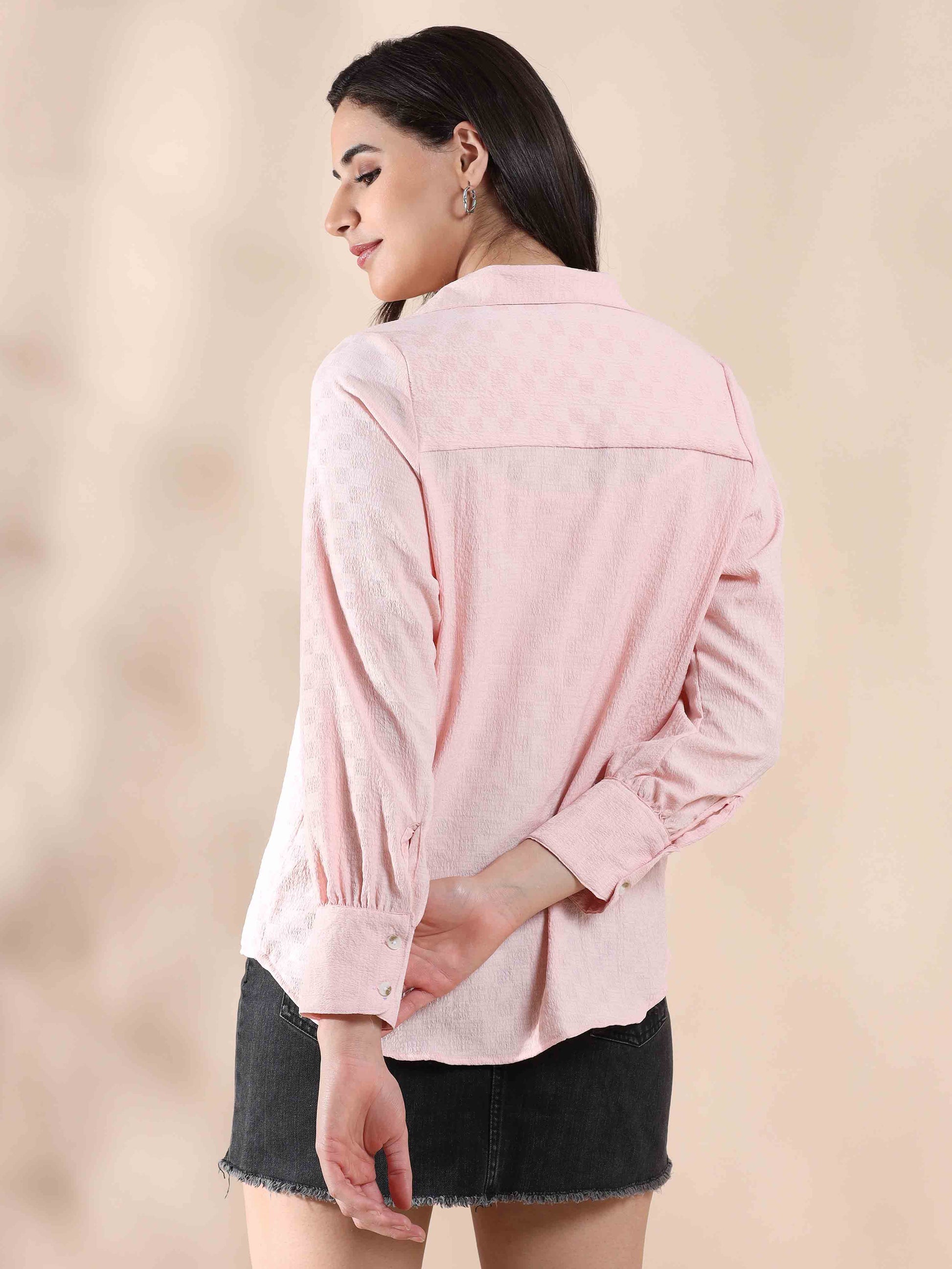 Peachy Paradise Popcorn Shirt for Women