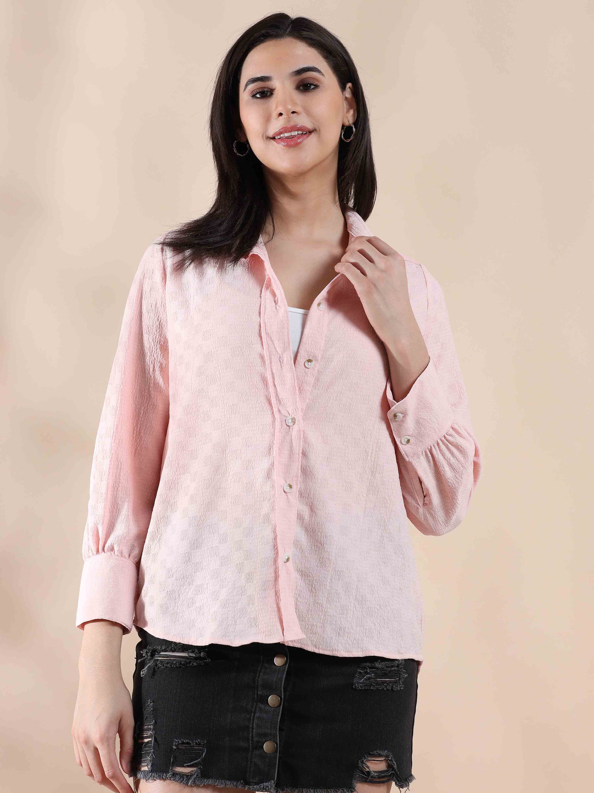 Peachy Paradise Popcorn Shirt for Women