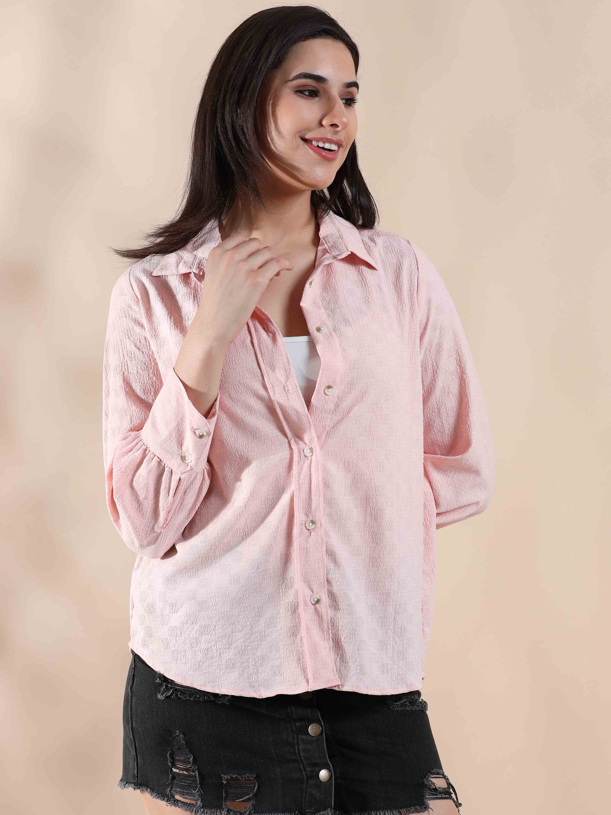 Peachy Paradise Popcorn Shirt for Women