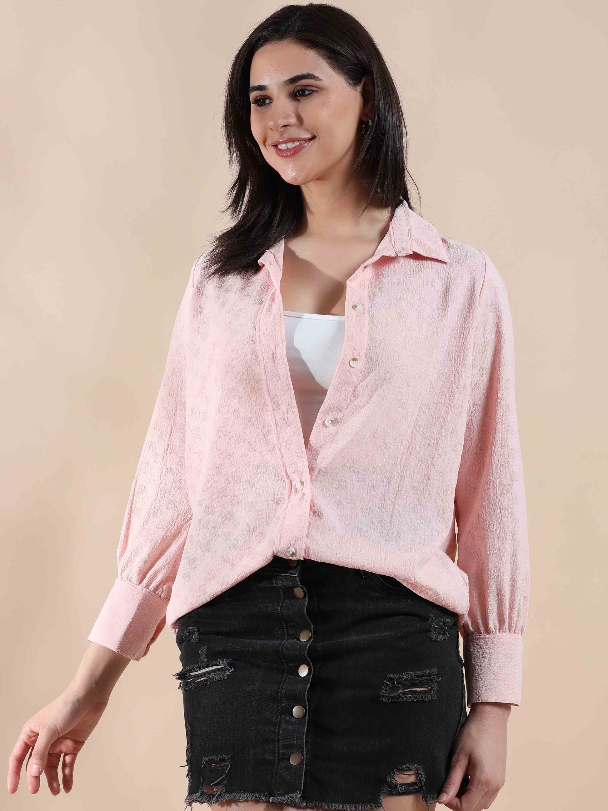 Peachy Paradise Popcorn Shirt for Women