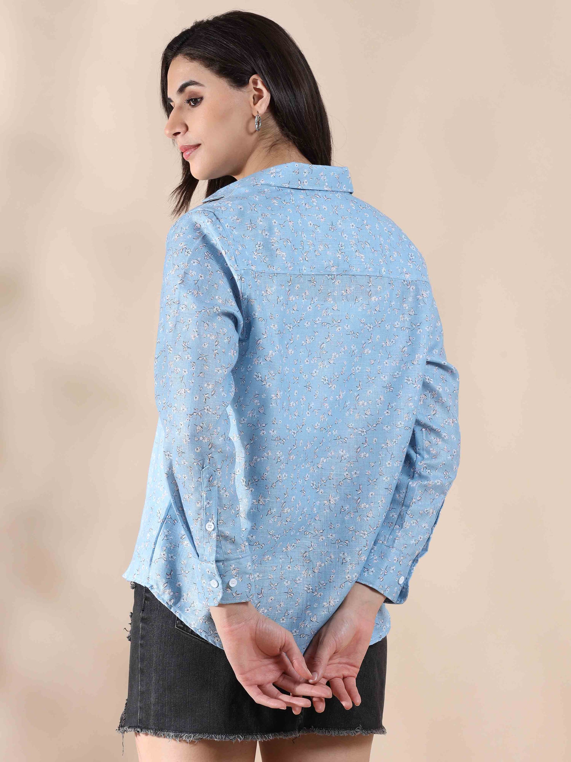 Serene Sky Cotton Shirt for women