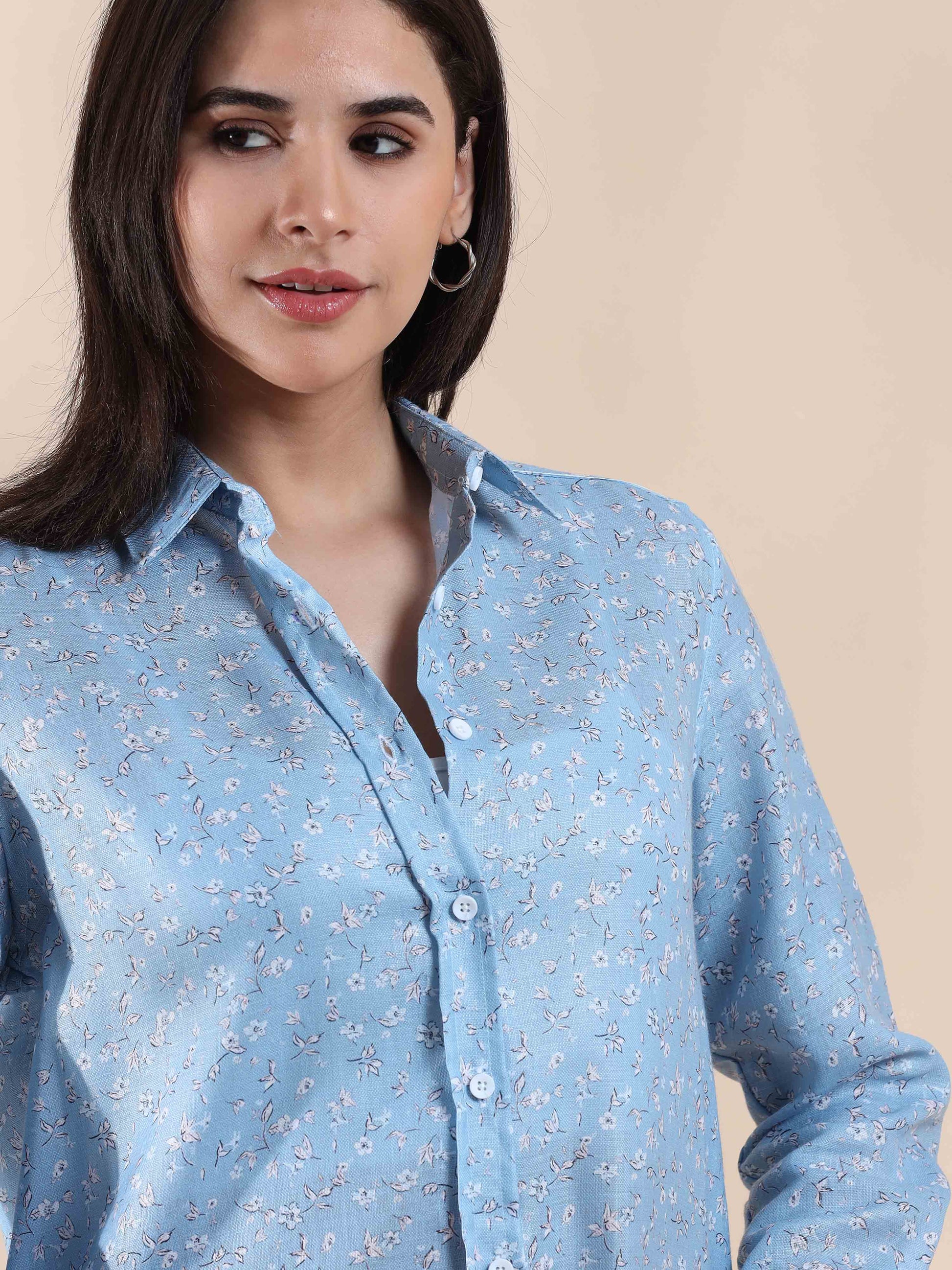 Serene Sky Cotton Shirt for women