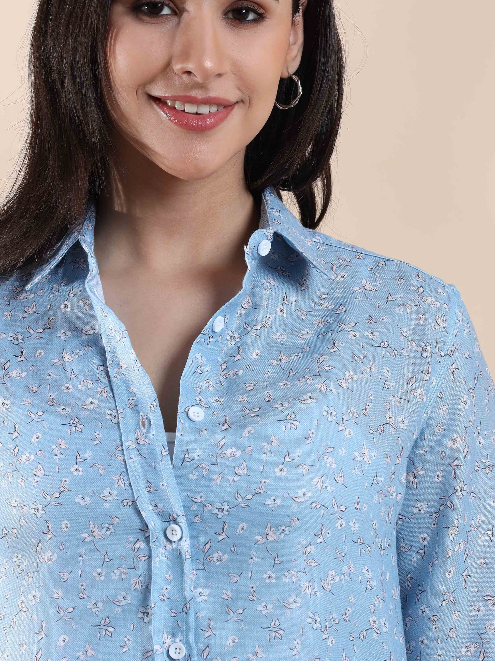 Serene Sky Cotton Shirt for women