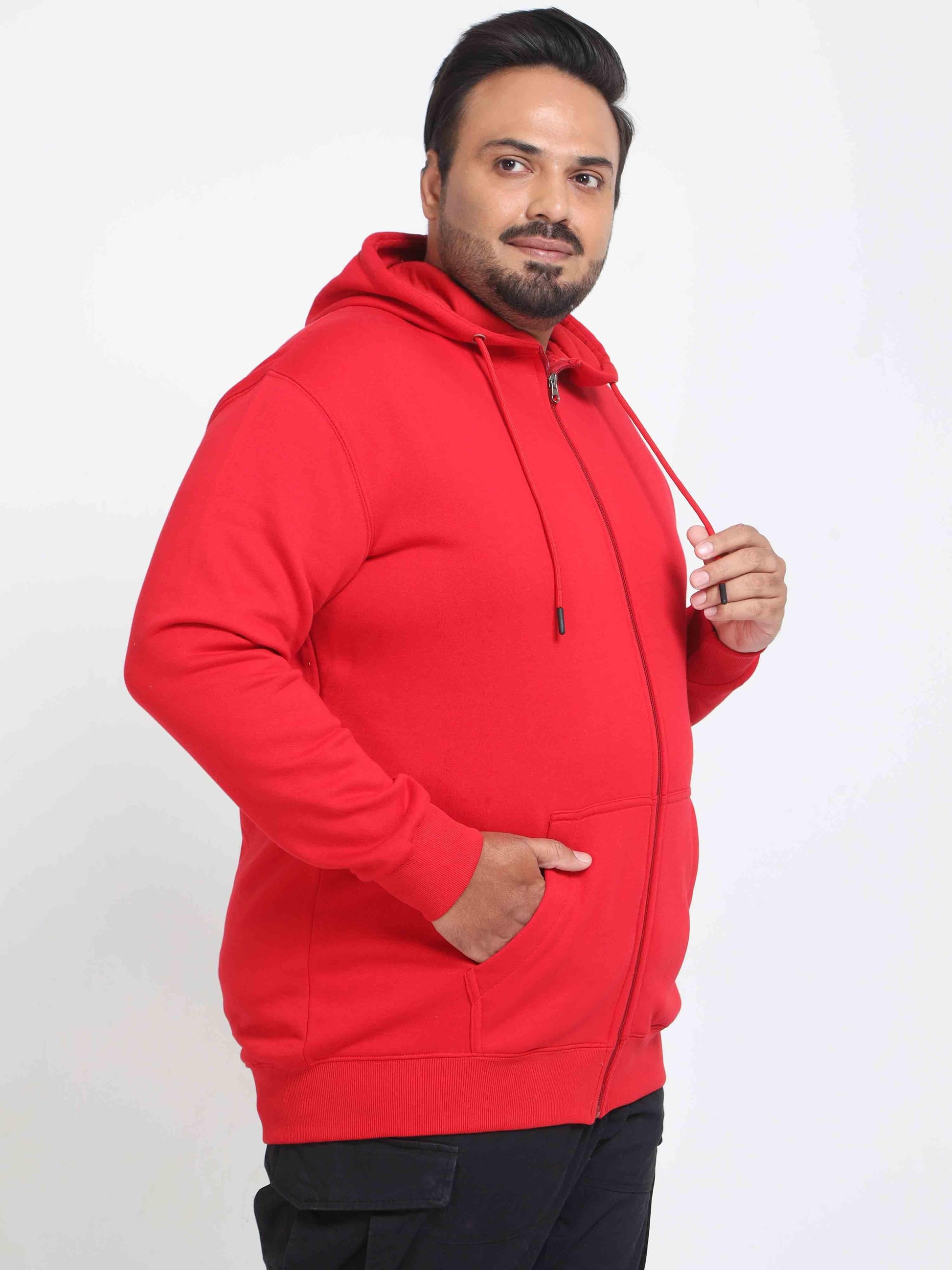 Plus Size Red Zipper Hoodie