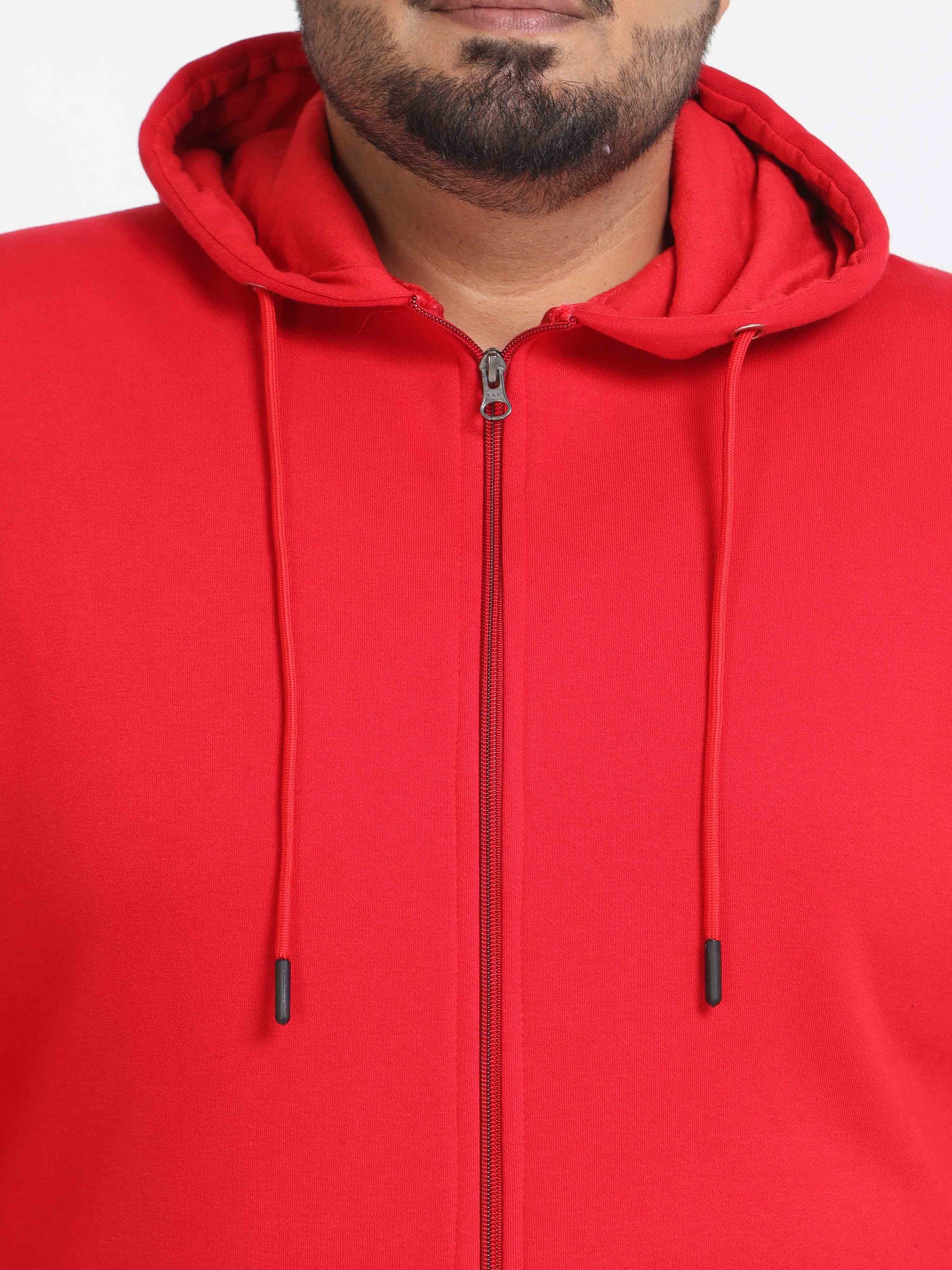 Plus Size Red Zipper Hoodie